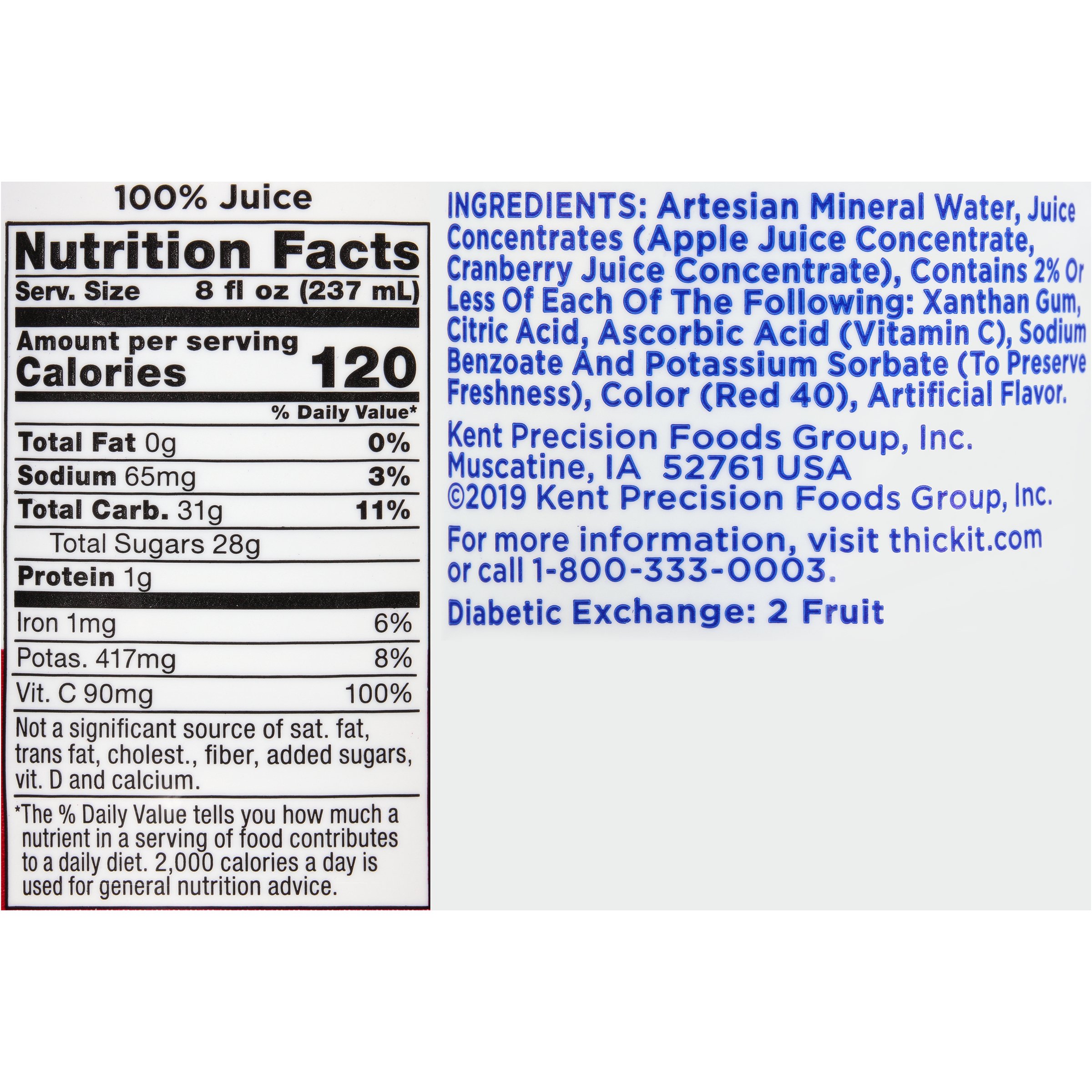 Kent Precision Foods - B459-L9044 Thick-It® Clear Advantage® Nectar Consistency Cranberry Thickened Beverage