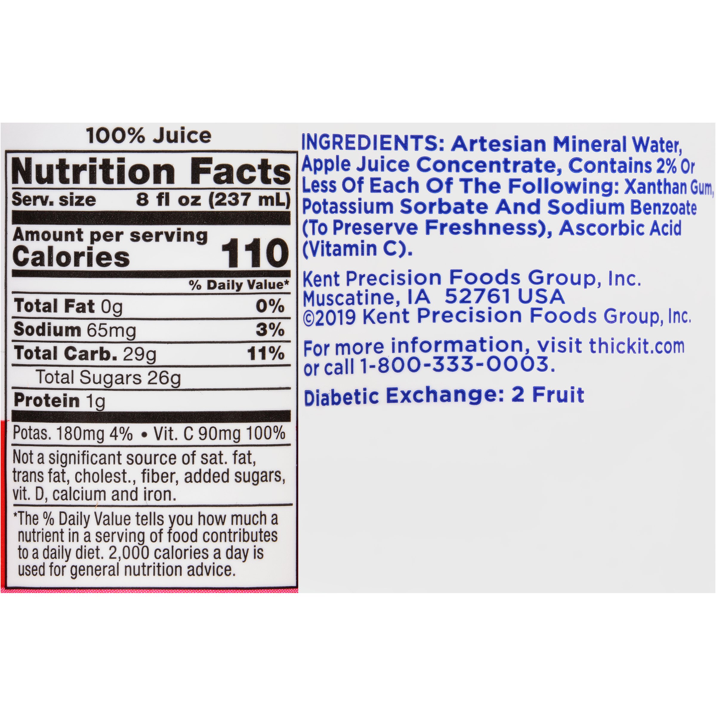 Kent Precision Foods - B455-L9044 Thick-It® Clear Advantage® Nectar Consistency Apple Thickened Beverage