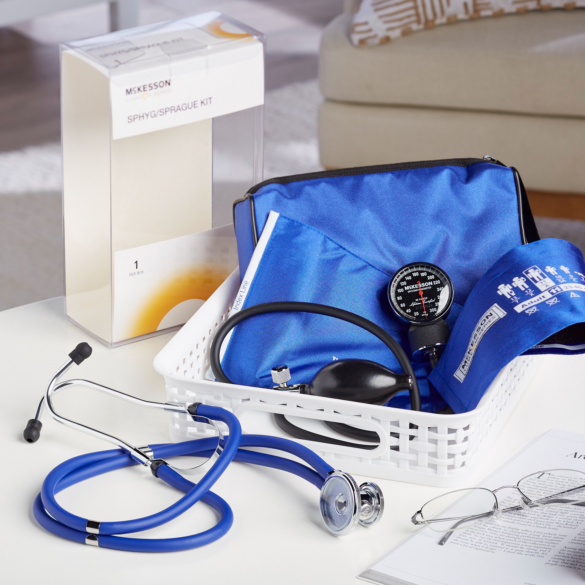 McKesson Brand 01-768-641-11ARBGM - McKesson Lumeon™ Aneroid Sphygmomanometer/Sprague Kit, Blue - 1/Box, 10/Case