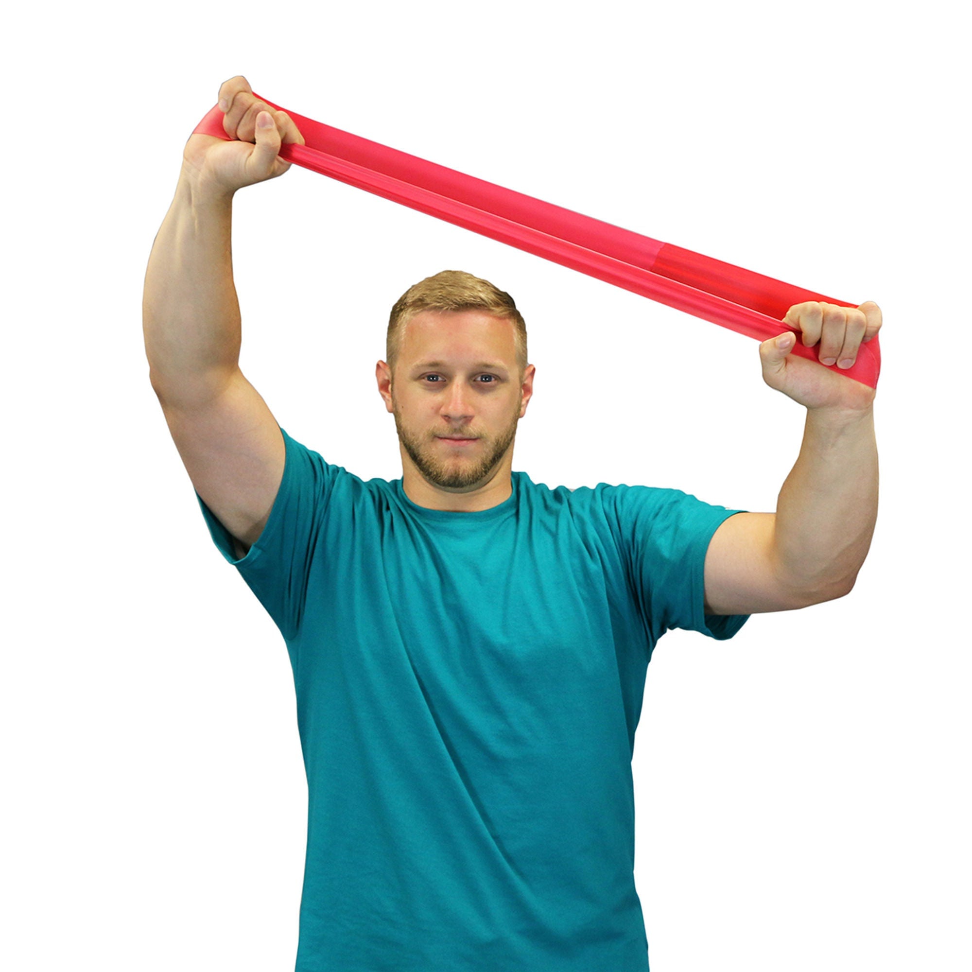 Fabrication Enterprises - 10-5252 Exercise Resistance Band Loop CanDo® Low Powder Red 3 X 10 Inch Light Resistance