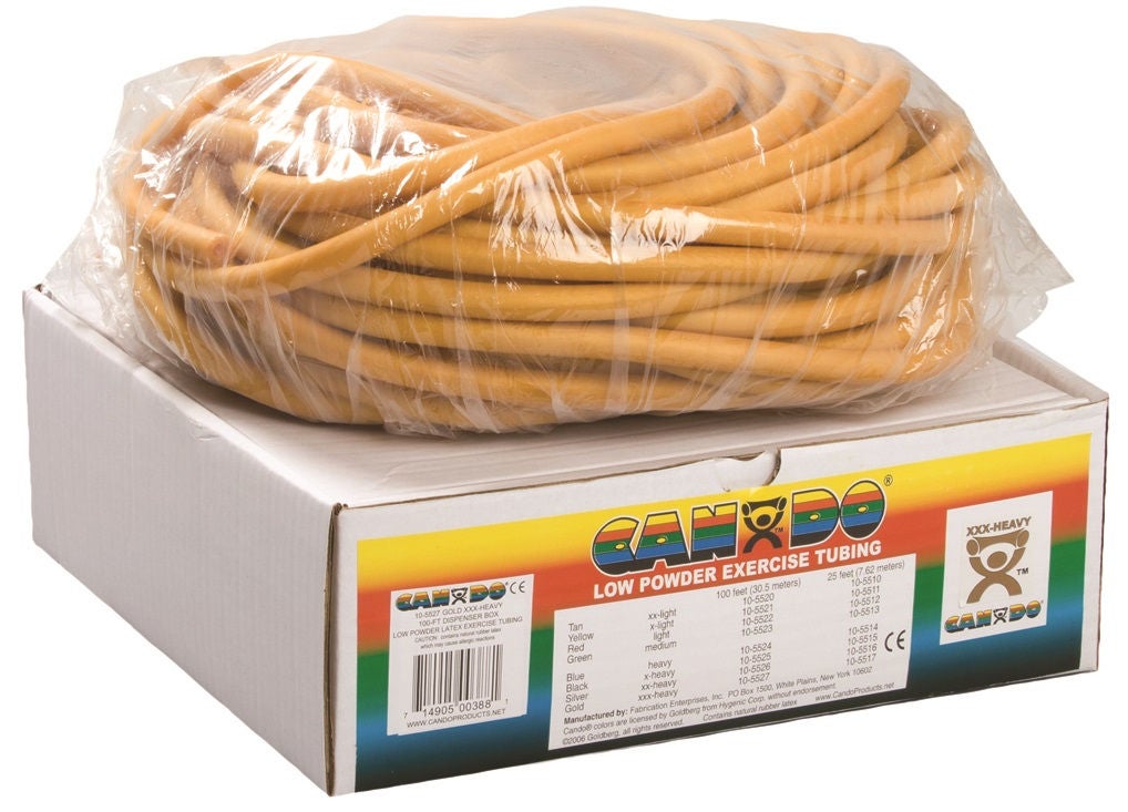 Fabrication Enterprises - 10-5527 Exercise Resistance Tubing CanDo® Low Powder Gold 100 Foot Length 3X-Heavy Resistance