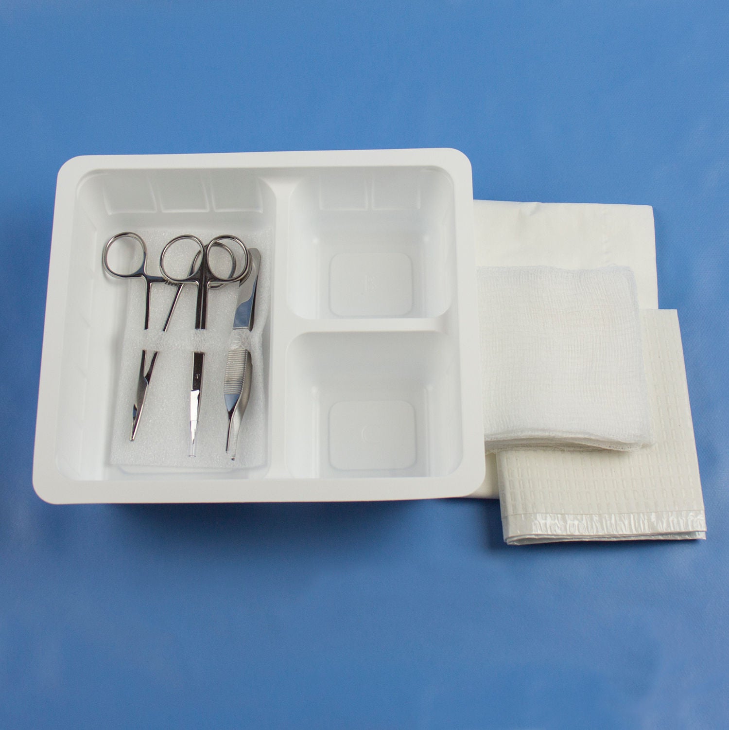 Medline - SUT9410 Suture Tray Centurion® (1) Suture Tray, (1) Tray, 3 Compartment, (1) Instrument Holder, (1) Webster Snag Free Needle Holder Fine, (1) Iris Scissor Straight