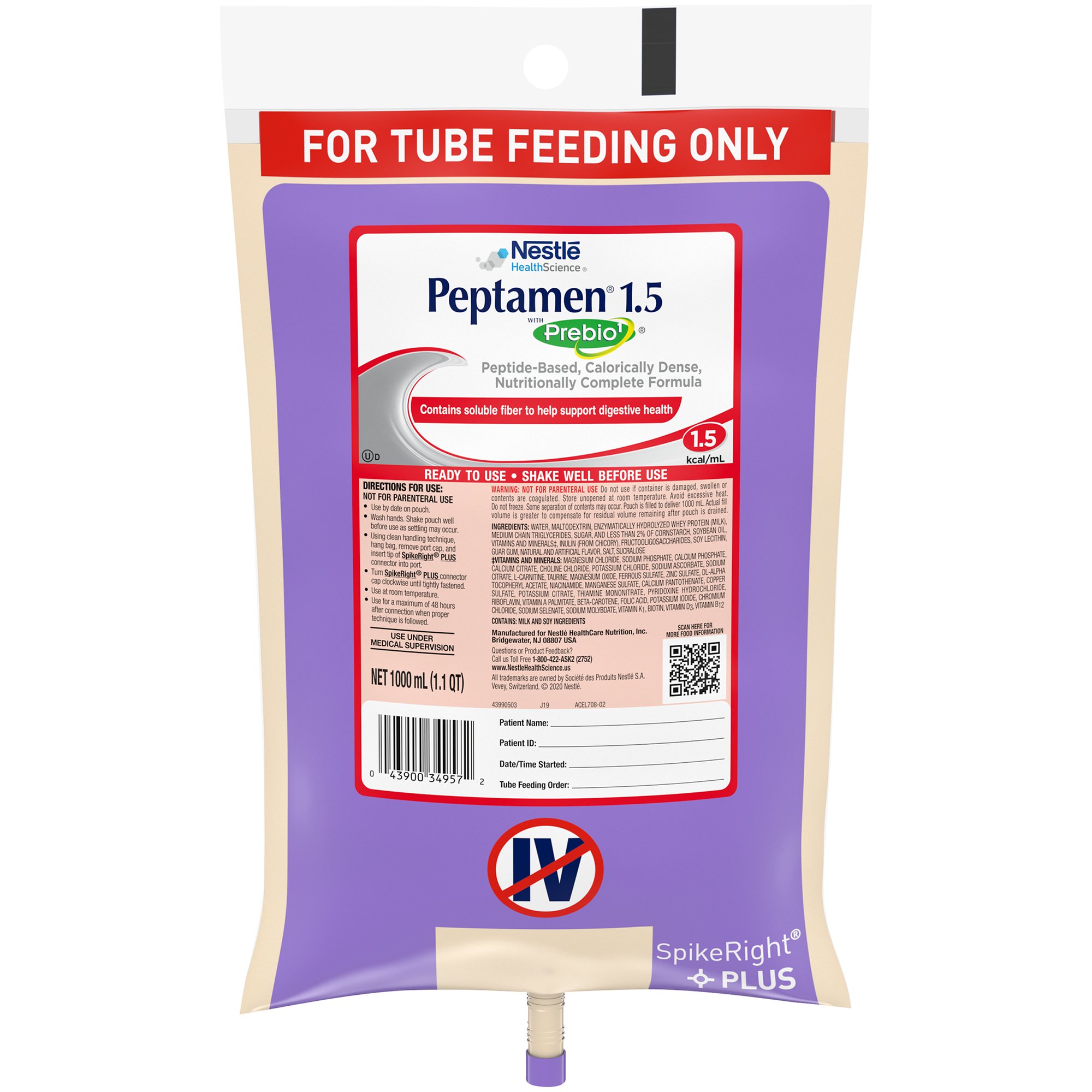 Nestle Healthcare Nutrition - 10043900349579 Peptamen® 1.5 with Prebio1™ Peptide-Based Nutritionally Complete Formula