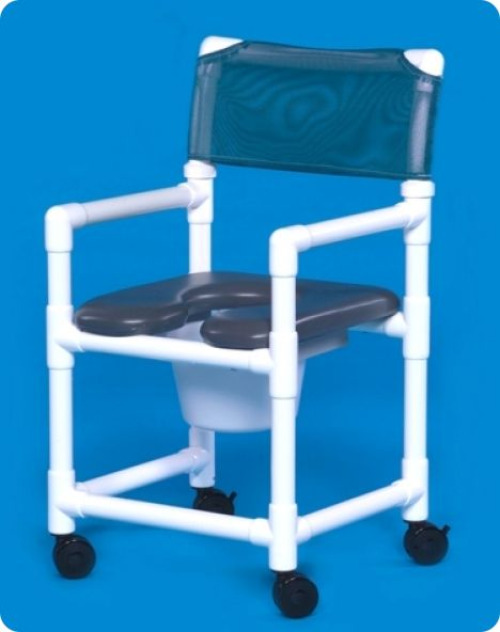 IPU - VL OF 17 P Commode / Shower Chair ipu® Fixed Arms PVC Frame Mesh Backrest 21 Inch Seat Width 300 lbs. Weight Capacity