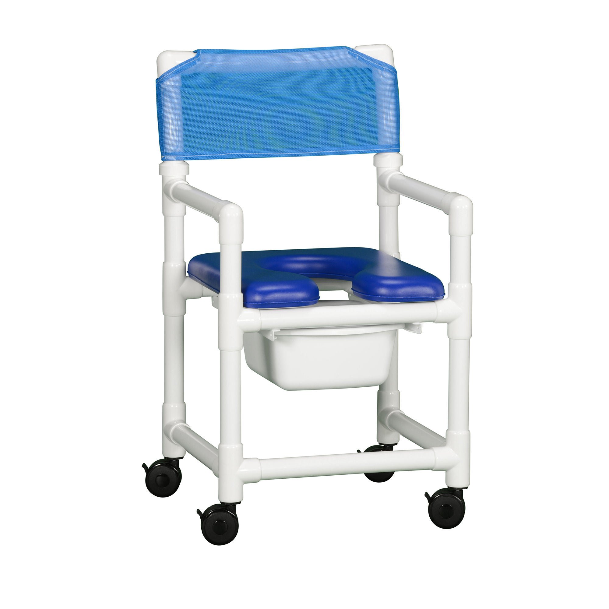 IPU - VL OF 17 P Commode / Shower Chair ipu® Fixed Arms PVC Frame Mesh Backrest 21 Inch Seat Width 300 lbs. Weight Capacity