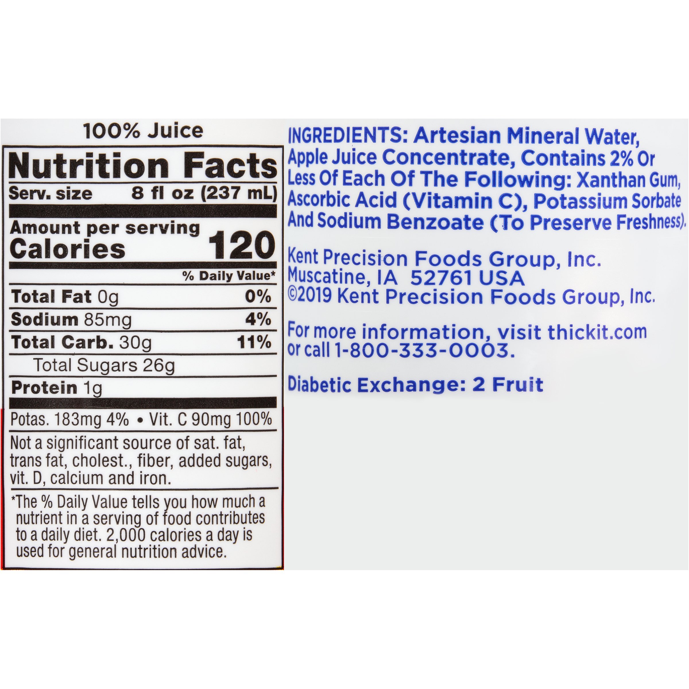 Kent Precision Foods - B457-L9044 Thick-It® Clear Advantage® Honey Consistency Apple Thickened Beverage