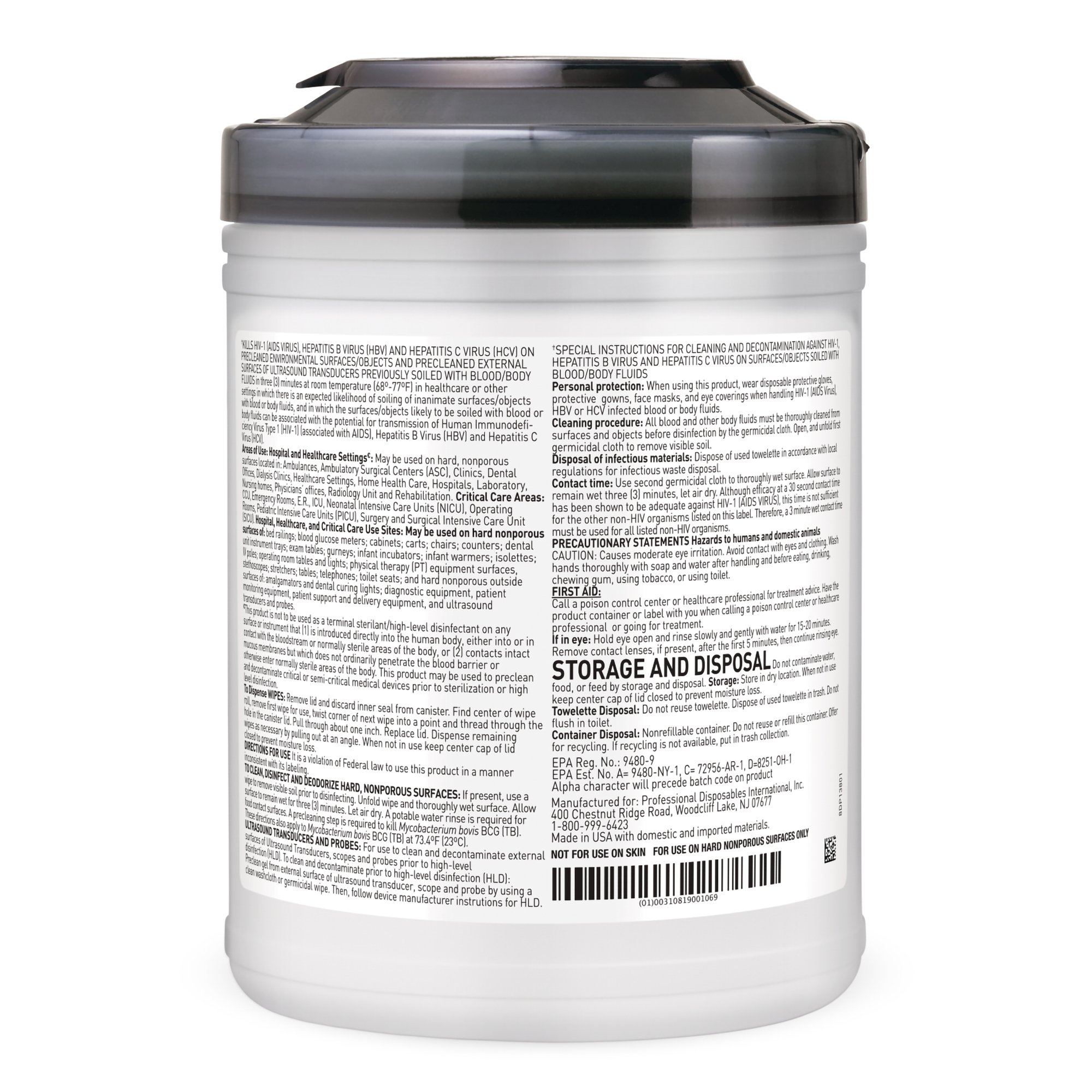Professional Disposables - P13872 Sani-Cloth® AF3 Germicidal Large Disinfectant Wipes