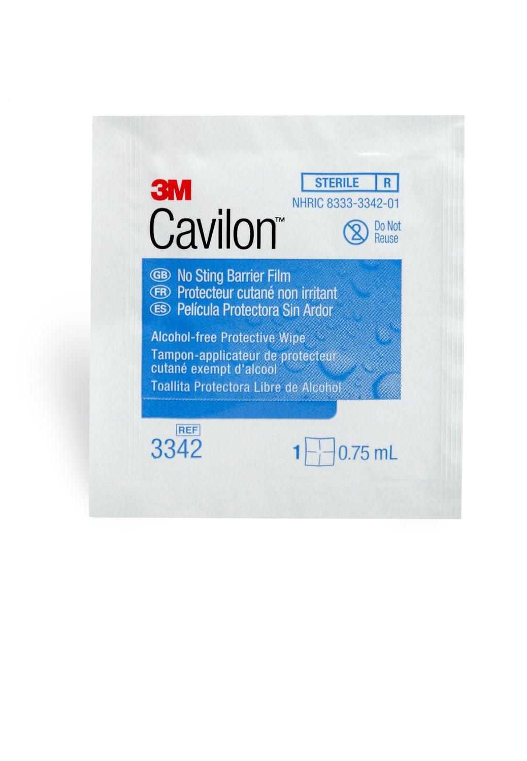 Solventum Corporation - 3342 Skin Barrier Wipe 3M™ Cavilon™ No Sting 35 to 65% Strength Hexamethyldisiloxane / Isooctane / Acrylate Terpolymer / Polyphenylmethylsiloxane Individual Packet Sterile