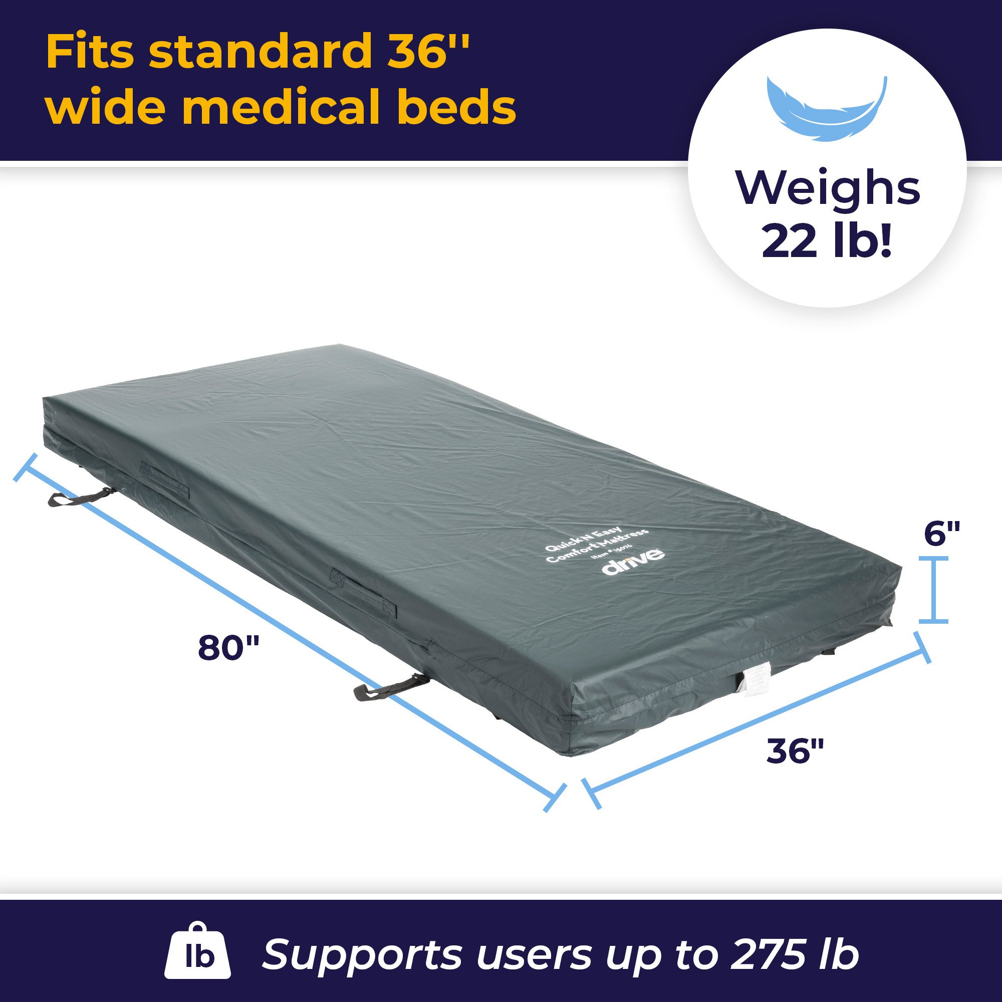 Drive DeVilbiss Healthcare 15076 - drive™ Quick 'N' Easy Comfort Bed Mattress - 1/Each