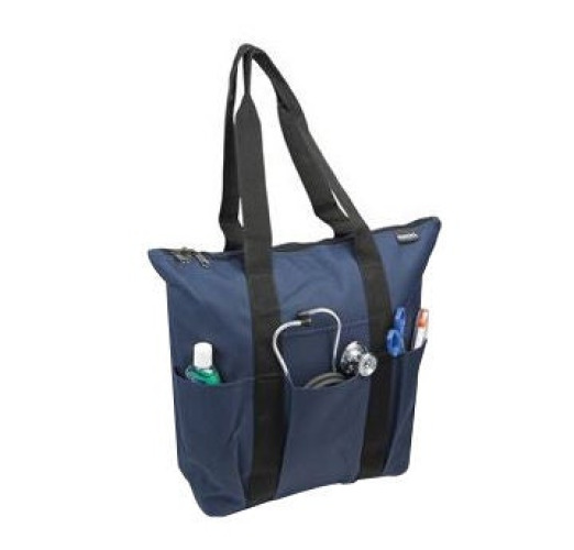 Hopkins Medical Products - 530793 Medical Zippered Tote Navy with Black Trim 600D Waterproof Polyester 5.75 X 12 X 15 Inch