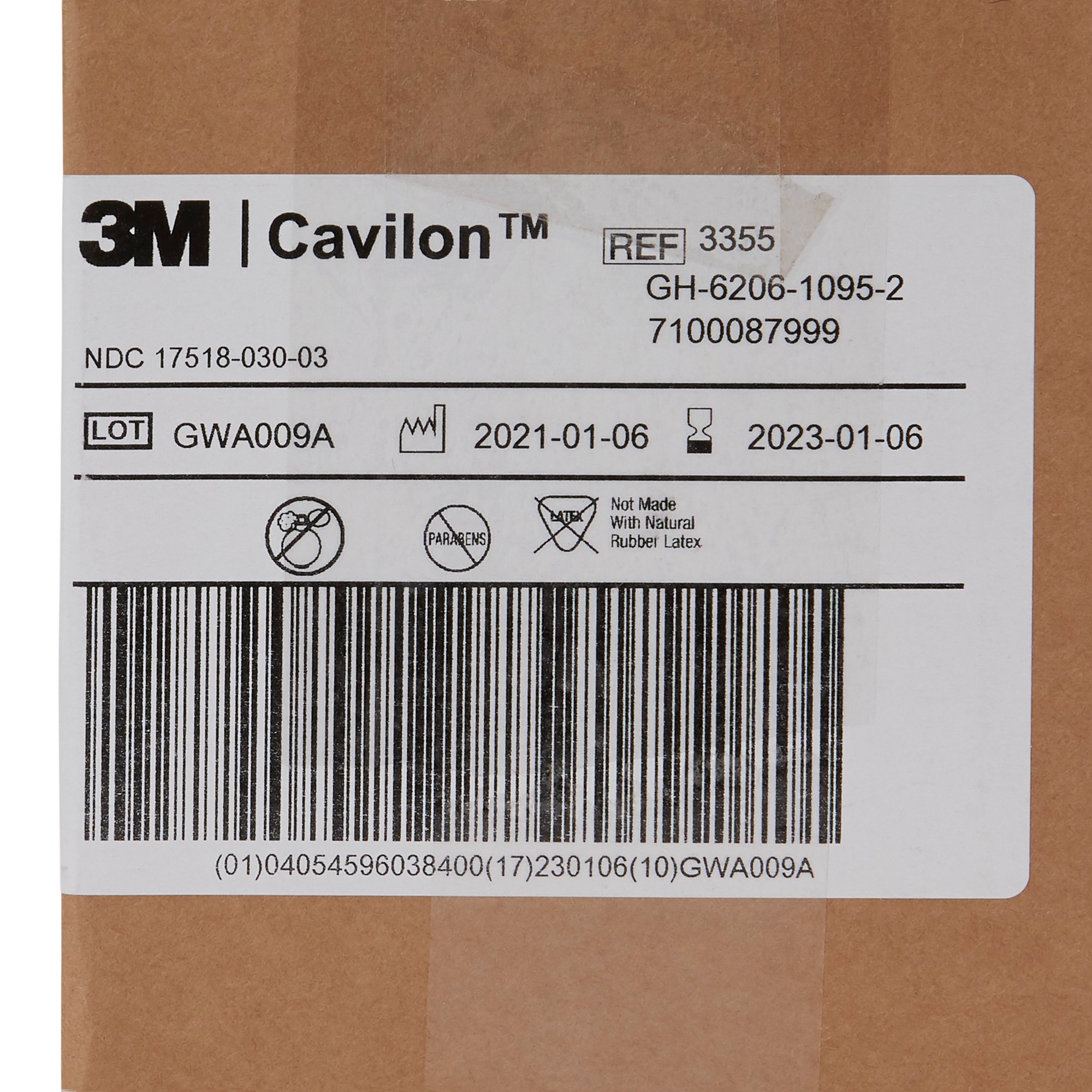 Solventum Corporation 3355 - 3M™ Cavilon™ Barrier Cream, Unscented, Hypoallergenic, 3.25-ounce Tube - 1/Each, 12/Case