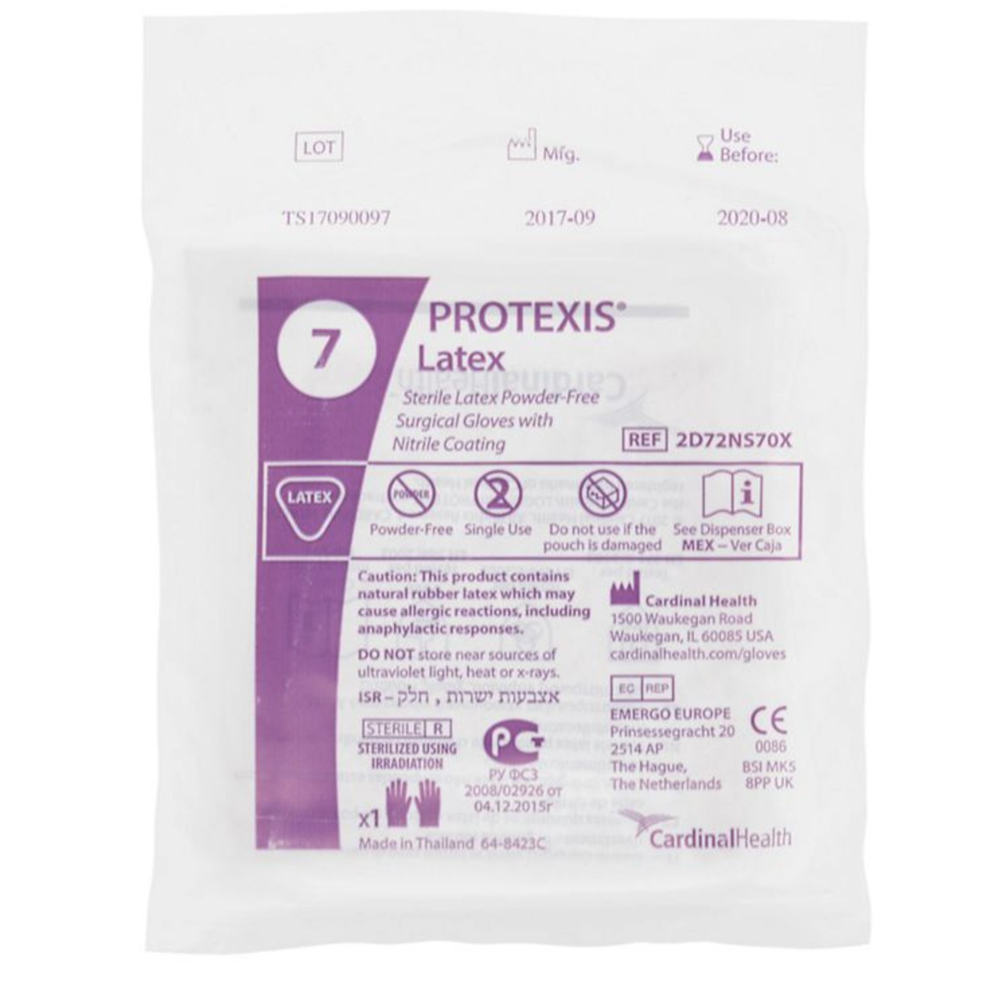 Cardinal 2D72NS70X - Protexis™ Latex Surgical Gloves with Nitrile Coating, Size 7, Light Brown - 1/Pair, 50/Box, 200/Case