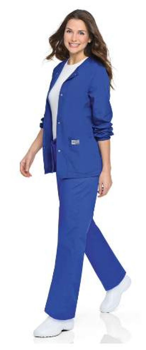 Landau Uniforms - 75221ROYALLGE Warm-Up Jacket Royal Blue Large Hip Length 65% Polyester / 35% Cotton Reusable