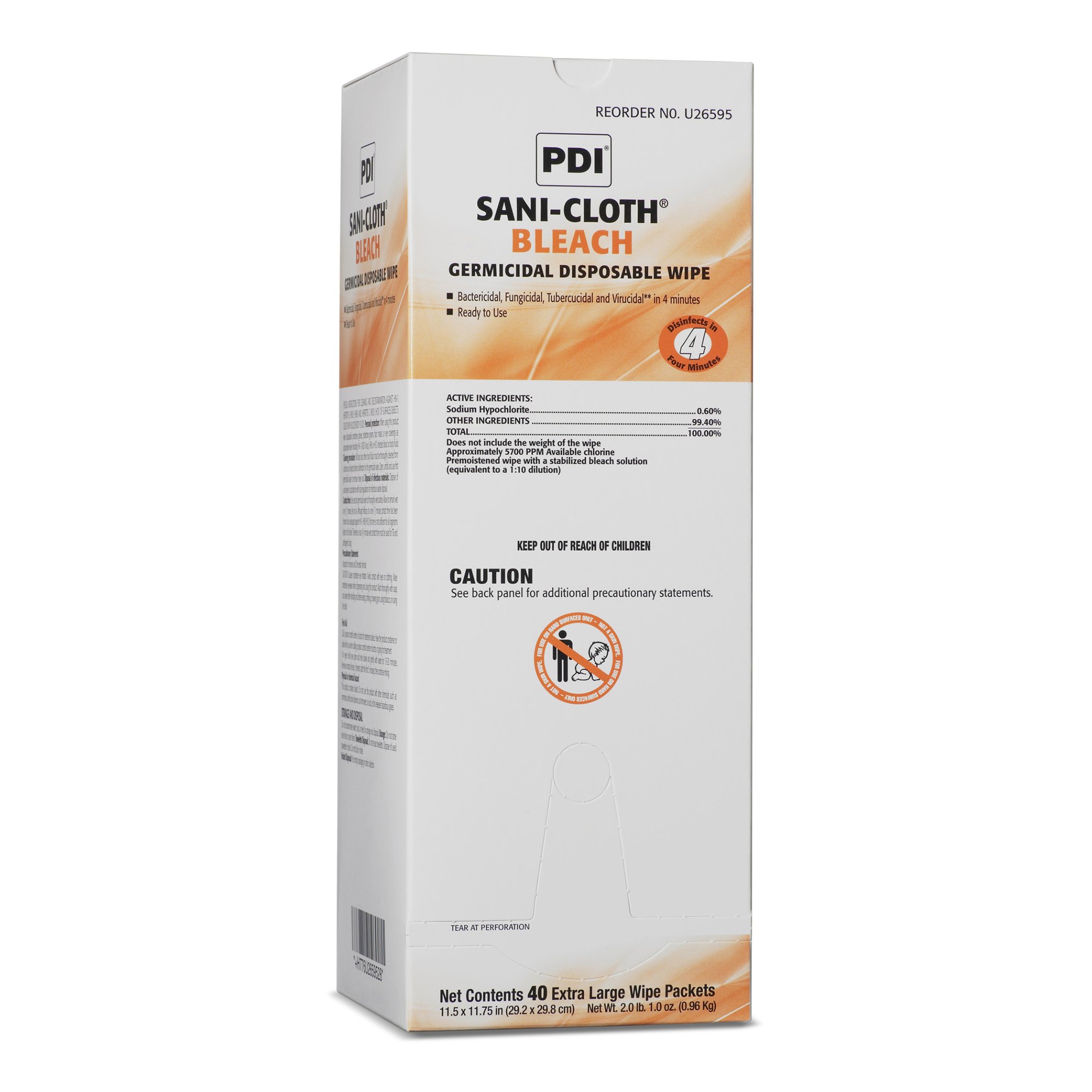 Professional Disposables - U26595 Sani-Cloth® Surface Disinfectant Cleaner Bleach Wipe