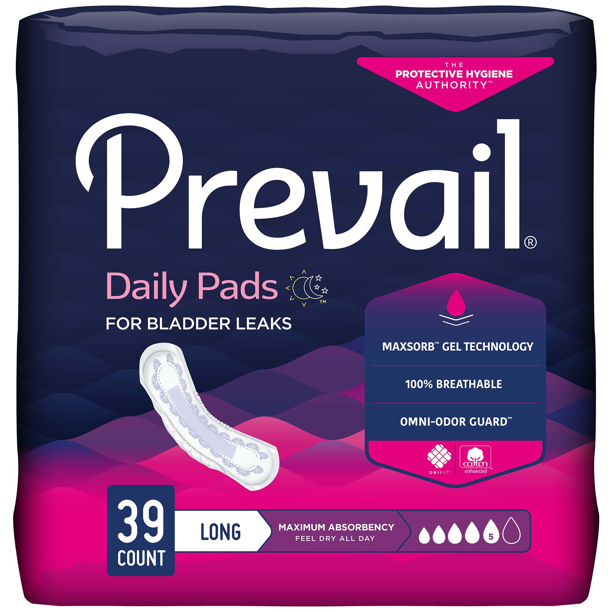 First Quality Products LLC PV-915-1 - Prevail® Daily Pads Maximum Bladder Control Pad, 13-Inch Length - 39/Pack, 156/Case