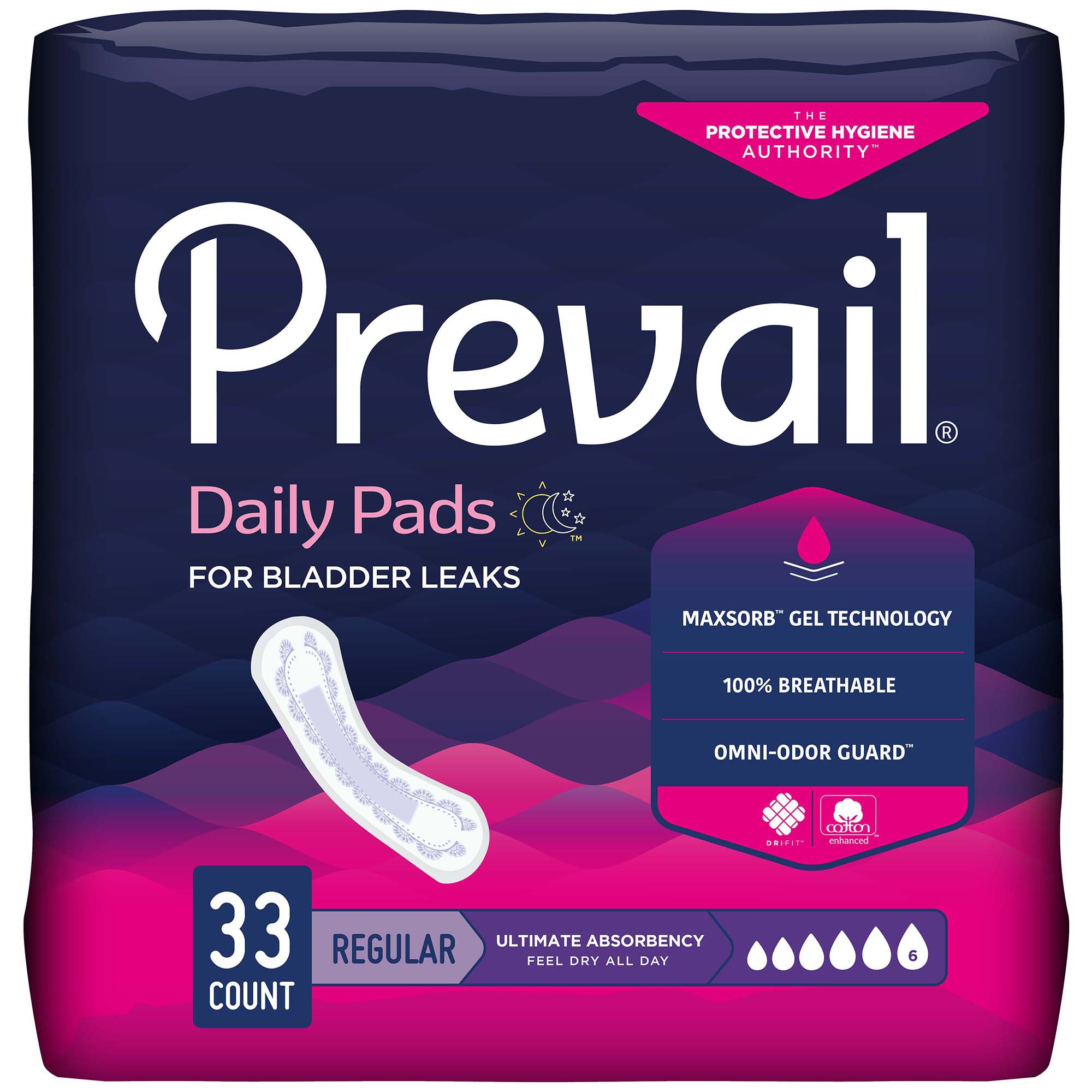 First Quality Products LLC PV-923-1 - Prevail® Daily Pads Ultimate Bladder Control Pad, 16-Inch Length - 33/Pack, 132/Case