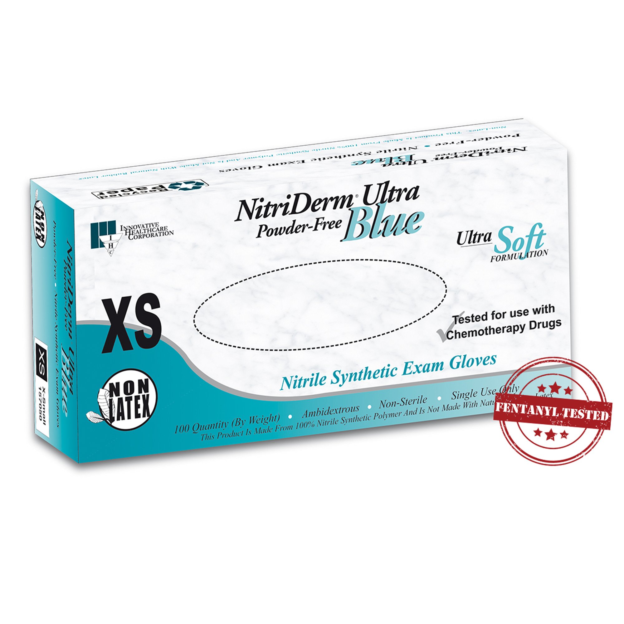 Innovative Healthcare Corp 157050 - NitriDerm® Ultra Blue Exam Glove, Extra Small, Light Blue - 100/Box, 1000/Case
