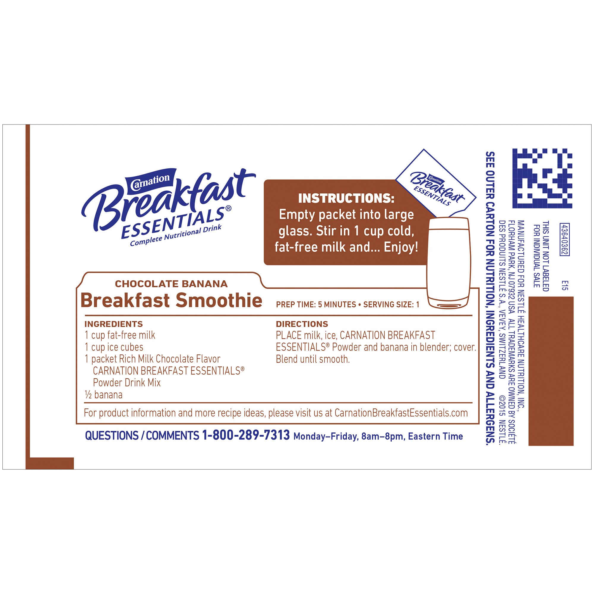 Nestle Healthcare Nutrition - 10050000530325 Carnation Breakfast Essentials® Chocolate Nutritional Drink