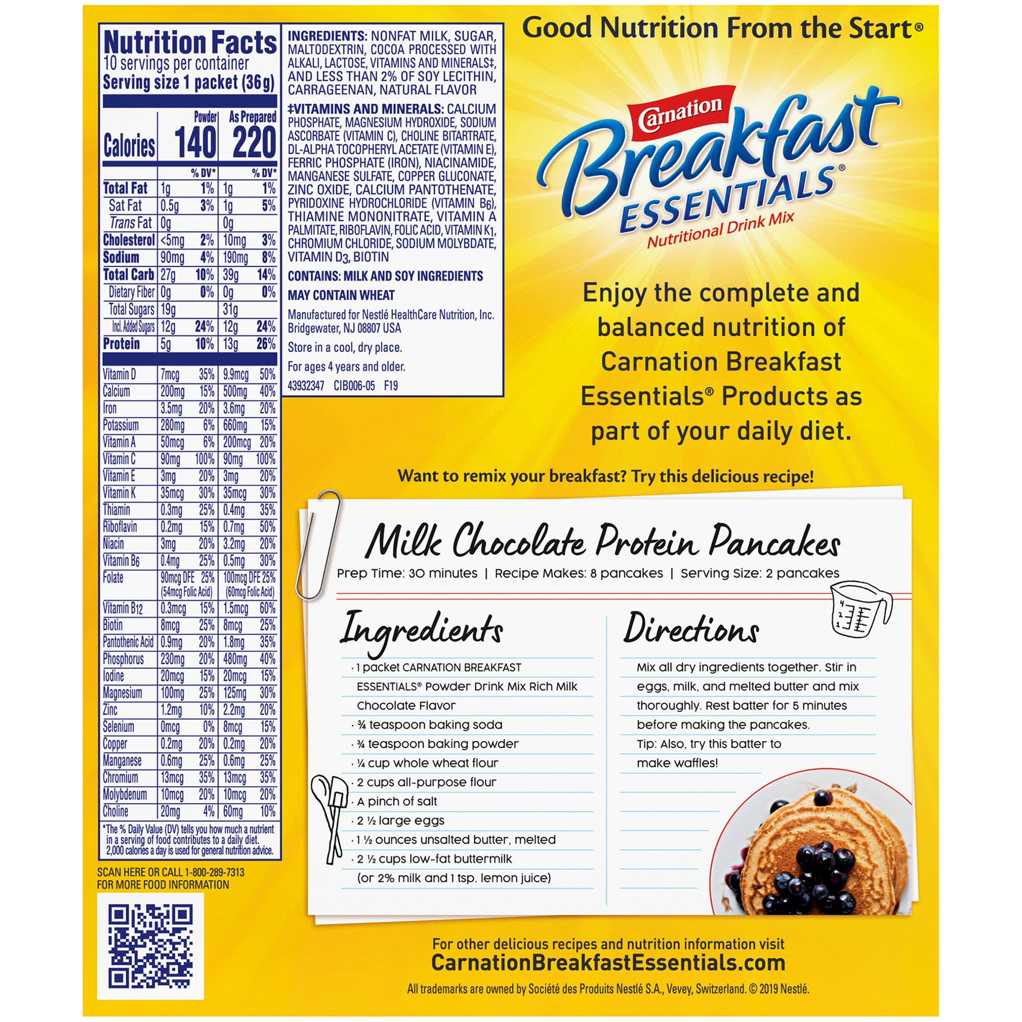 Nestle Healthcare Nutrition - 10050000530325 Carnation Breakfast Essentials® Chocolate Nutritional Drink