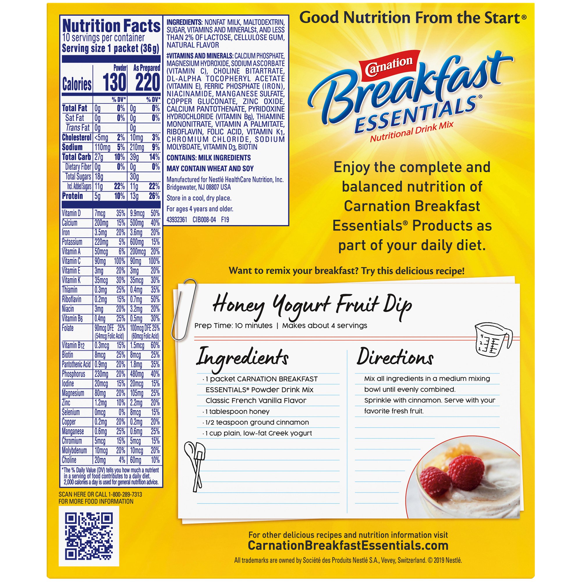 Nestle Healthcare Nutrition - 10050000530622 Carnation Breakfast Essentials® Vanilla Nutritional Drink