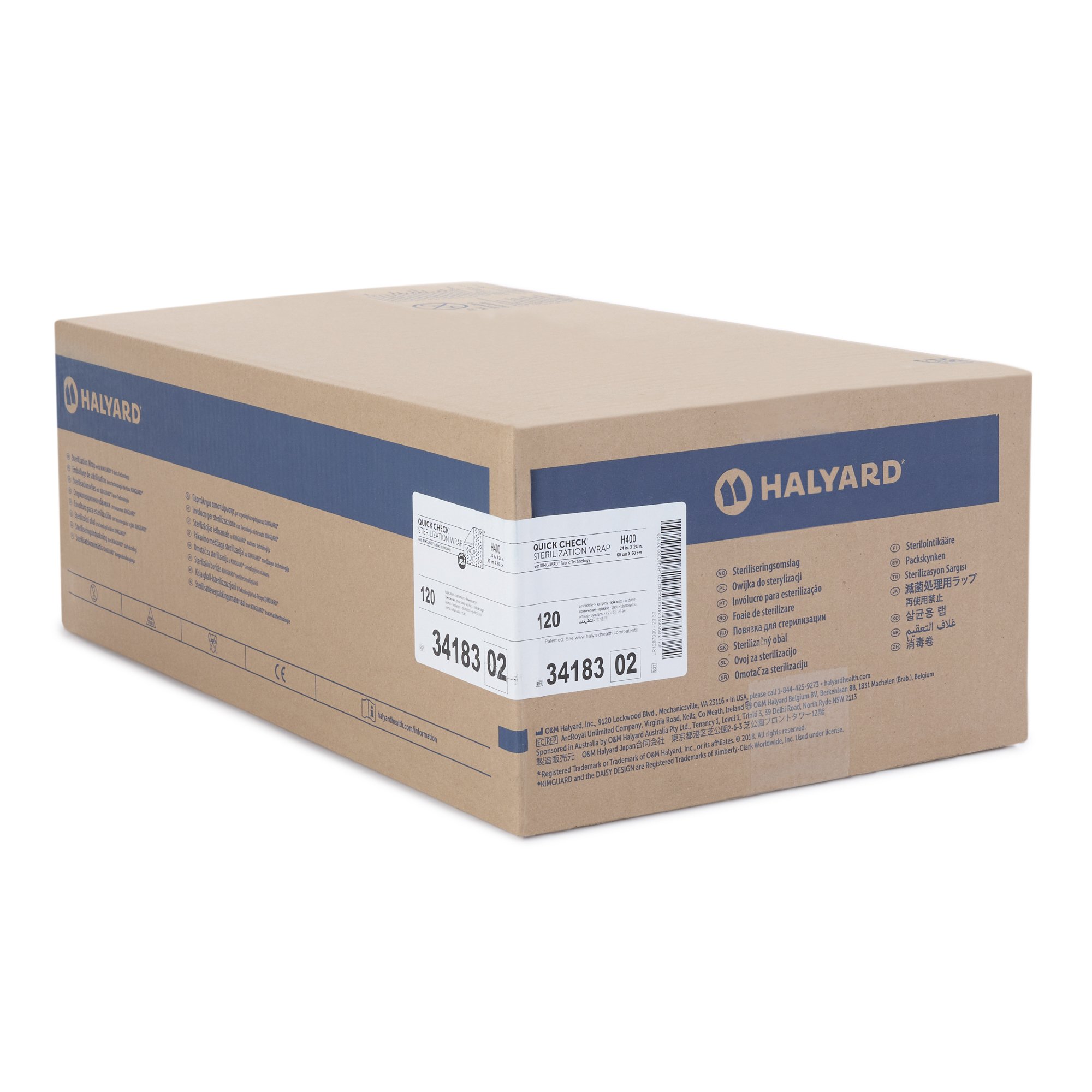 O&M Halyard Inc 34183 - Quick Check H400 Sterilization Wrap, 24 x 24 Inch - 60/Pack, 120/Case