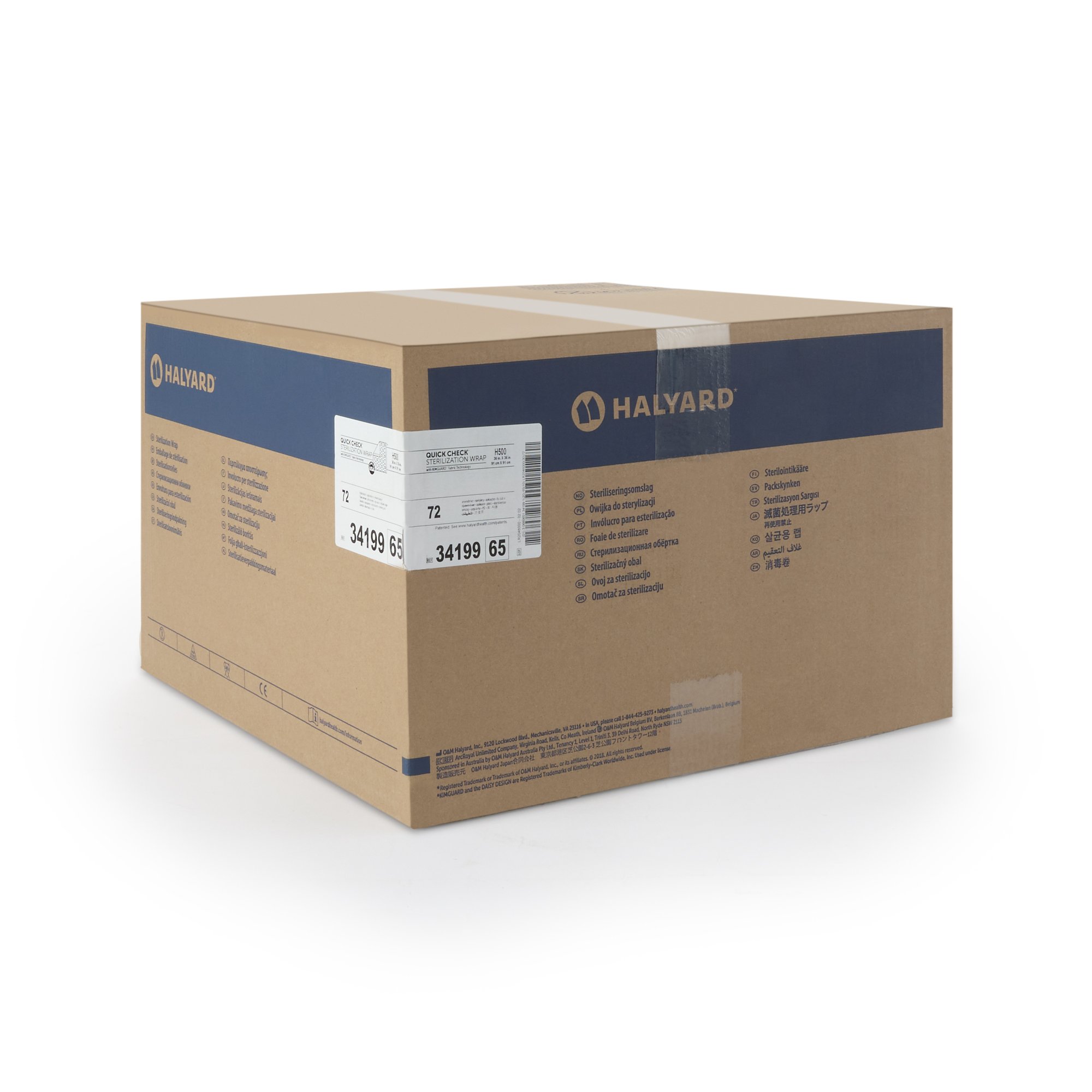 O&M Halyard Inc 34199 - Quick Check H500 Sterilization Wrap, 36 x 36 Inch - 36/Pack, 72/Case