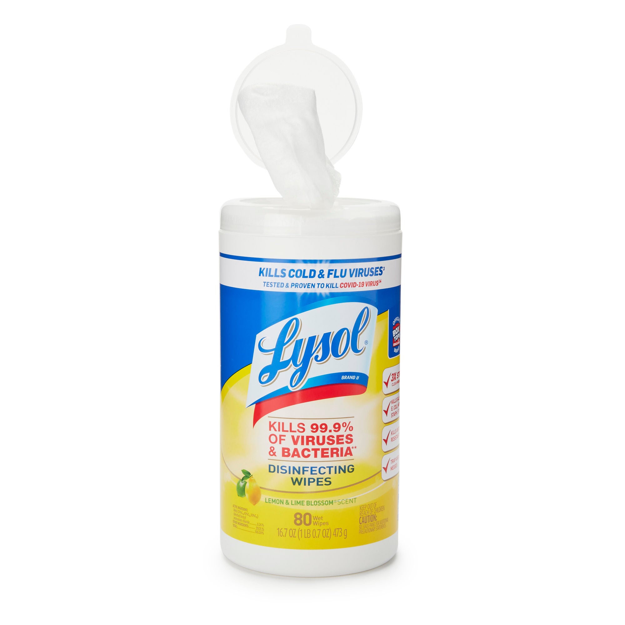 Essendant Co-United Stationers - RAC77182CT Surface Disinfectant Cleaner Lysol® Premoistened Alcohol Based Manual Pull Wipe 80 Count Canister Lemon Lime Blossom Scent NonSterile