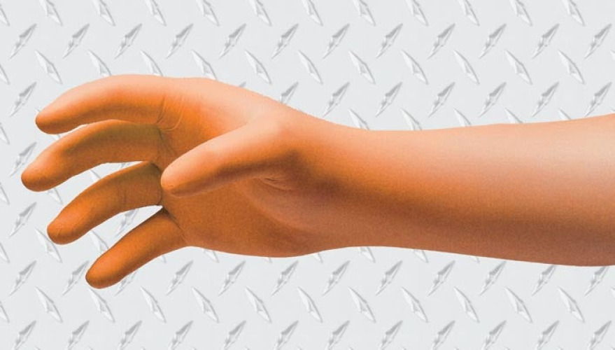 Innovative Healthcare Corp - 189300 Exam Glove NitriDerm® EP Orange® Large 100 per Box NonSterile Nitrile Extended Cuff Length Fully Textured Orange Chemo Tested / Fentanyl Tested