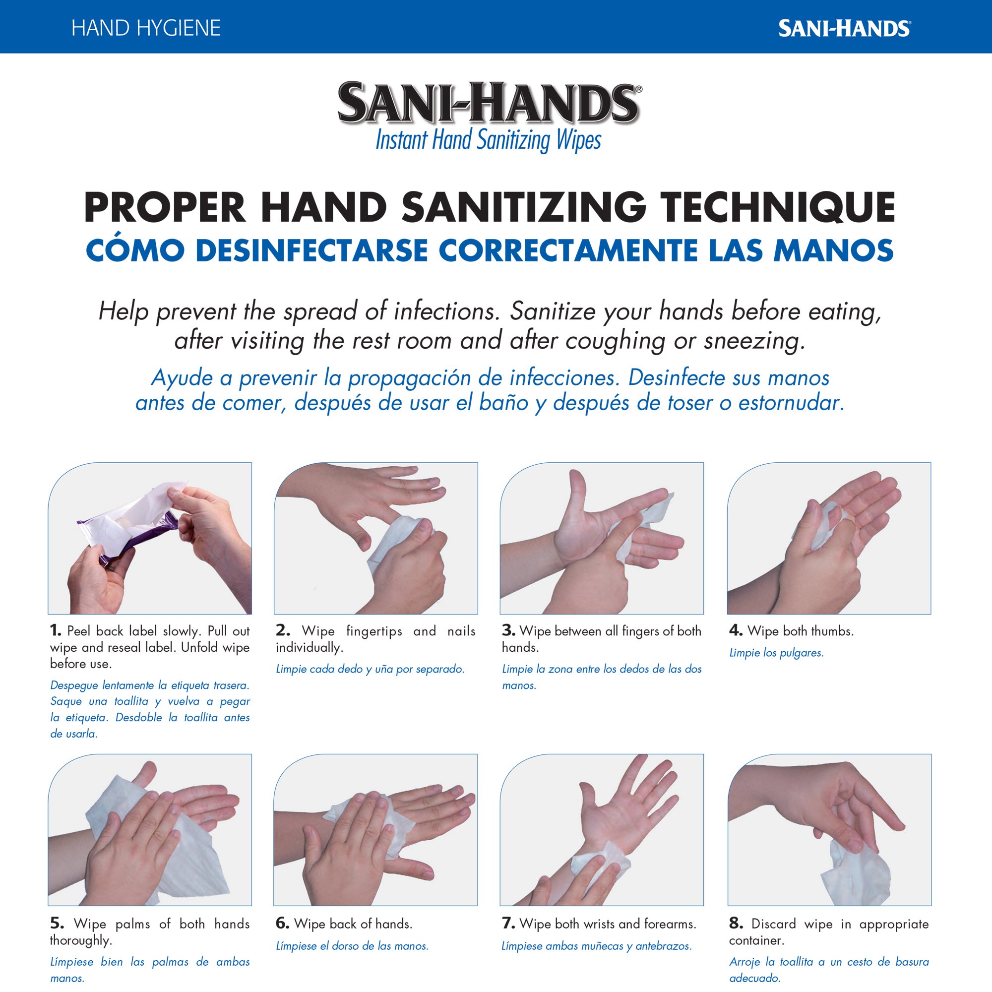 Professional Disposables - P71520 Sani-Hands Hand Sanitizing Wipes