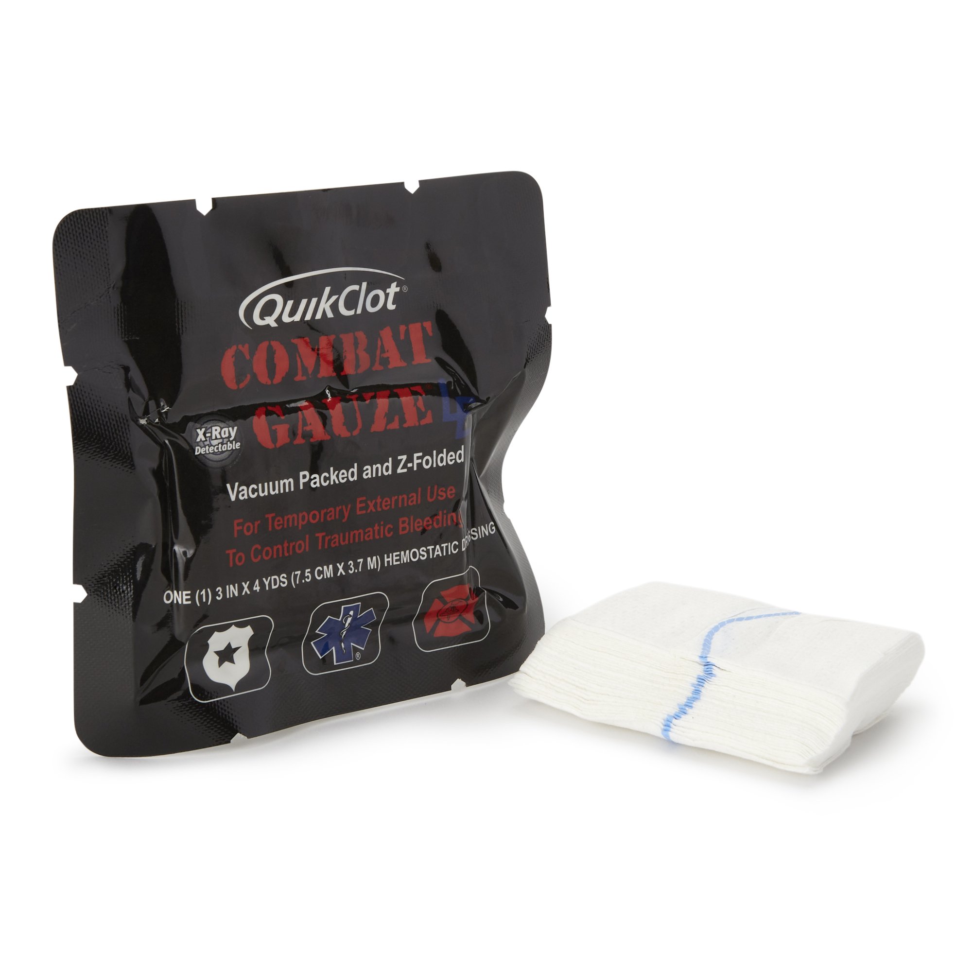 Teleflex LLC 350 - QuikClot Combat Gauze® LE Hemostatic Dressing, 3 Inch x 4 Yard - 1/Each