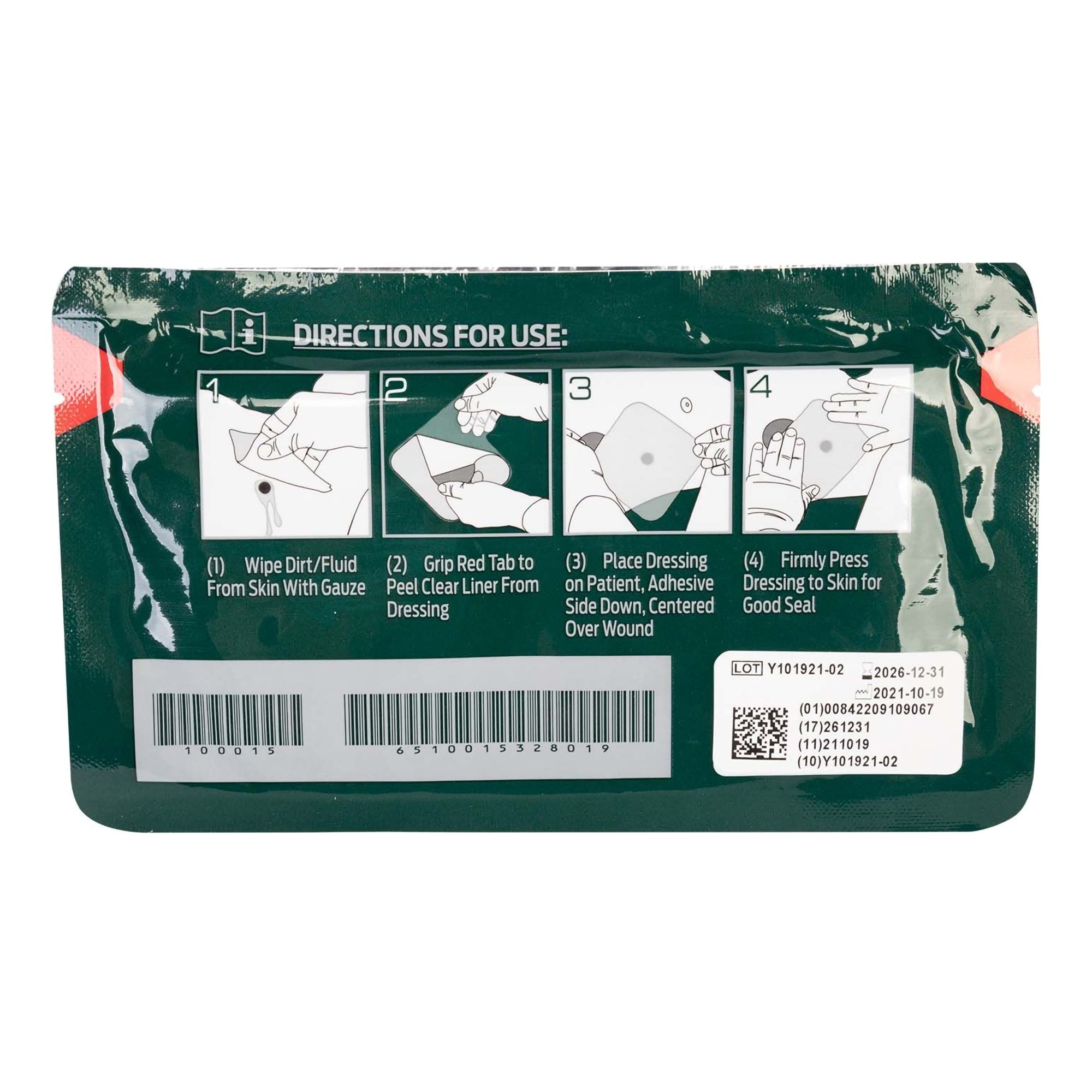 North American Rescue 10-0015 - HyFin® Chest Seal, 6 x 6 Inch - 1/Each