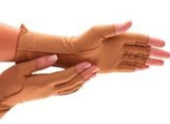 Performance Health - 081368430 Compression Glove Isotoner® Therapeutic Open Finger Medium Over-the-Wrist Length Right Hand