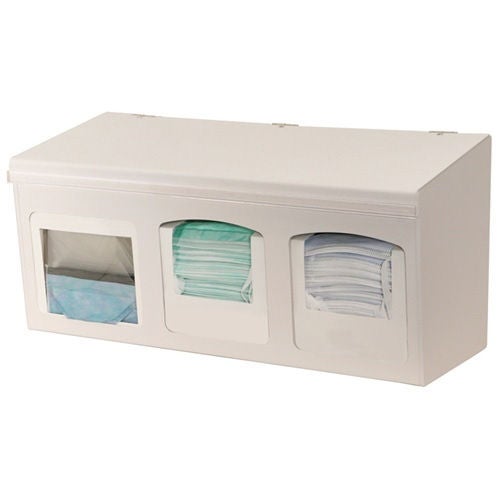 Bowman Manufacturing - FM001-0213-DSDM PPE Dispenser BOWMAN® Wall Mount 6-Box Capacity White 26-1/2 W X 12-3/4 H X 10-5/8 D Inch ABS Plastic