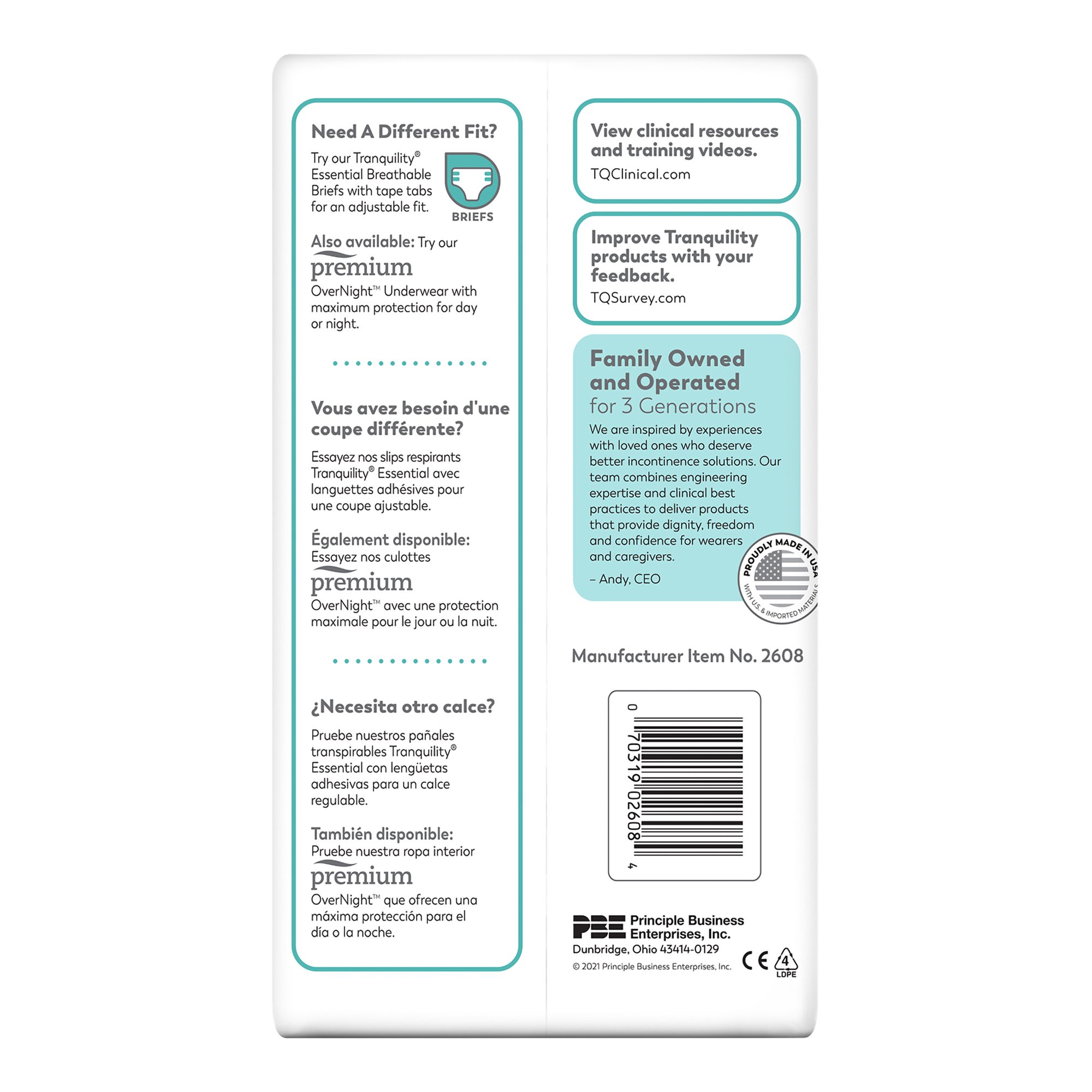 Principle Business Enterprises 2608 - Select® Heavy Protection Absorbent Underwear, Extra Extra Large - 12/Bag, 48/Case