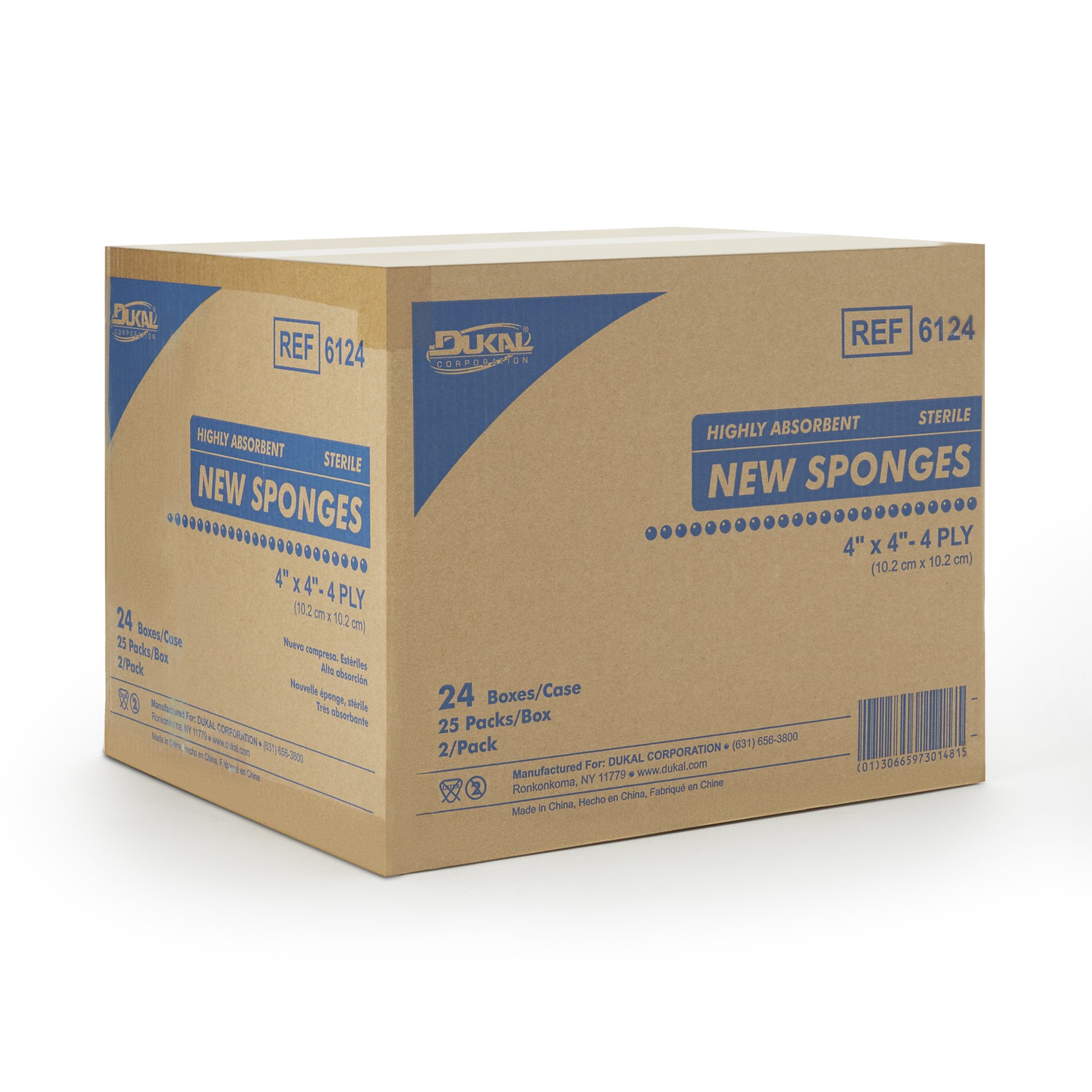 Dukal 6124 - Dukal™ Sterile Nonwoven Sponge, 4 x 4 Inch, 4-Ply - 25/Box, 600/Case