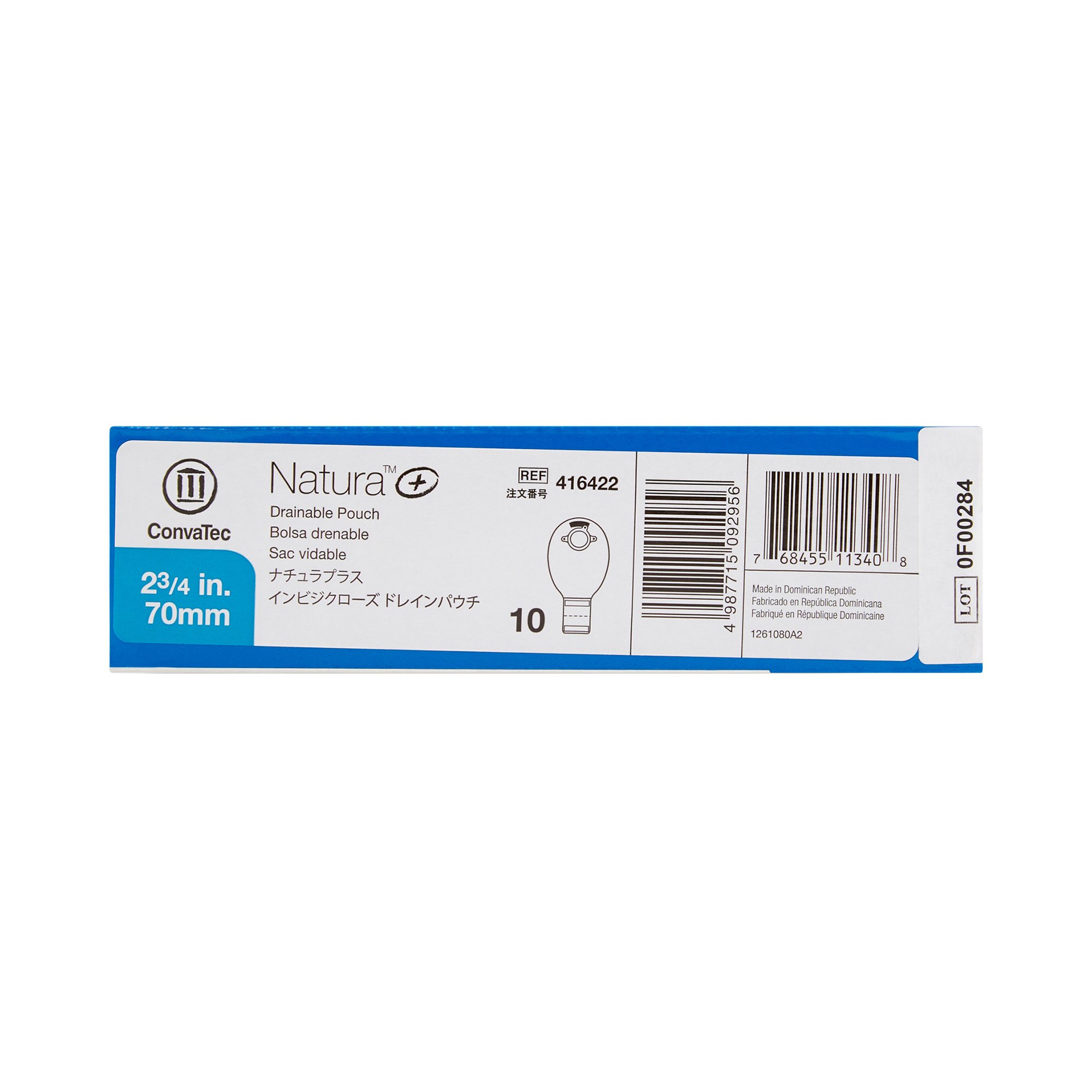 ConvaTec 416422 - Natura®+ Two-Piece Tail Closure Transparent Ostomy Pouch, 70mm Flange - 10/Box
