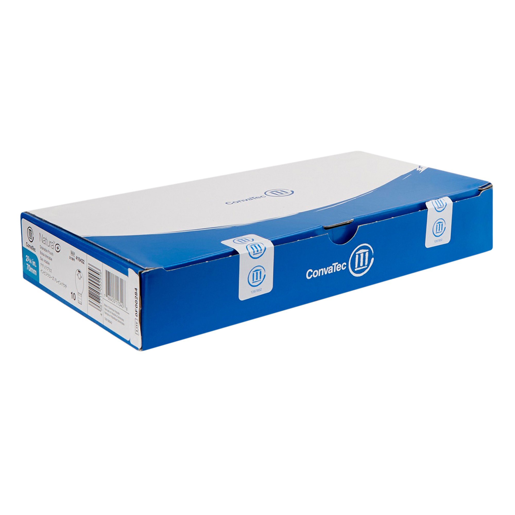 ConvaTec 416422 - Natura®+ Two-Piece Tail Closure Transparent Ostomy Pouch, 70mm Flange - 10/Box