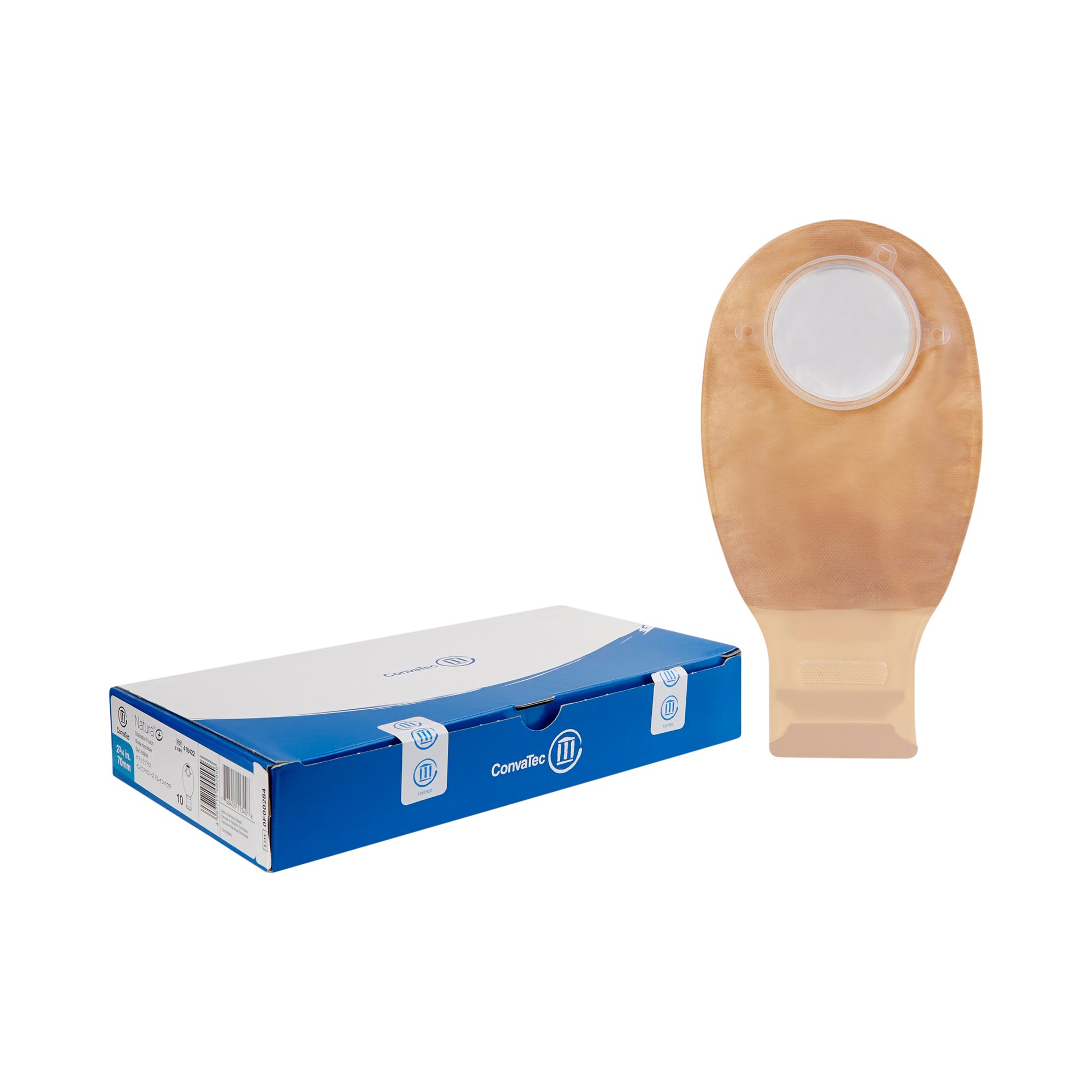 ConvaTec 416422 - Natura®+ Two-Piece Tail Closure Transparent Ostomy Pouch, 70mm Flange - 10/Box