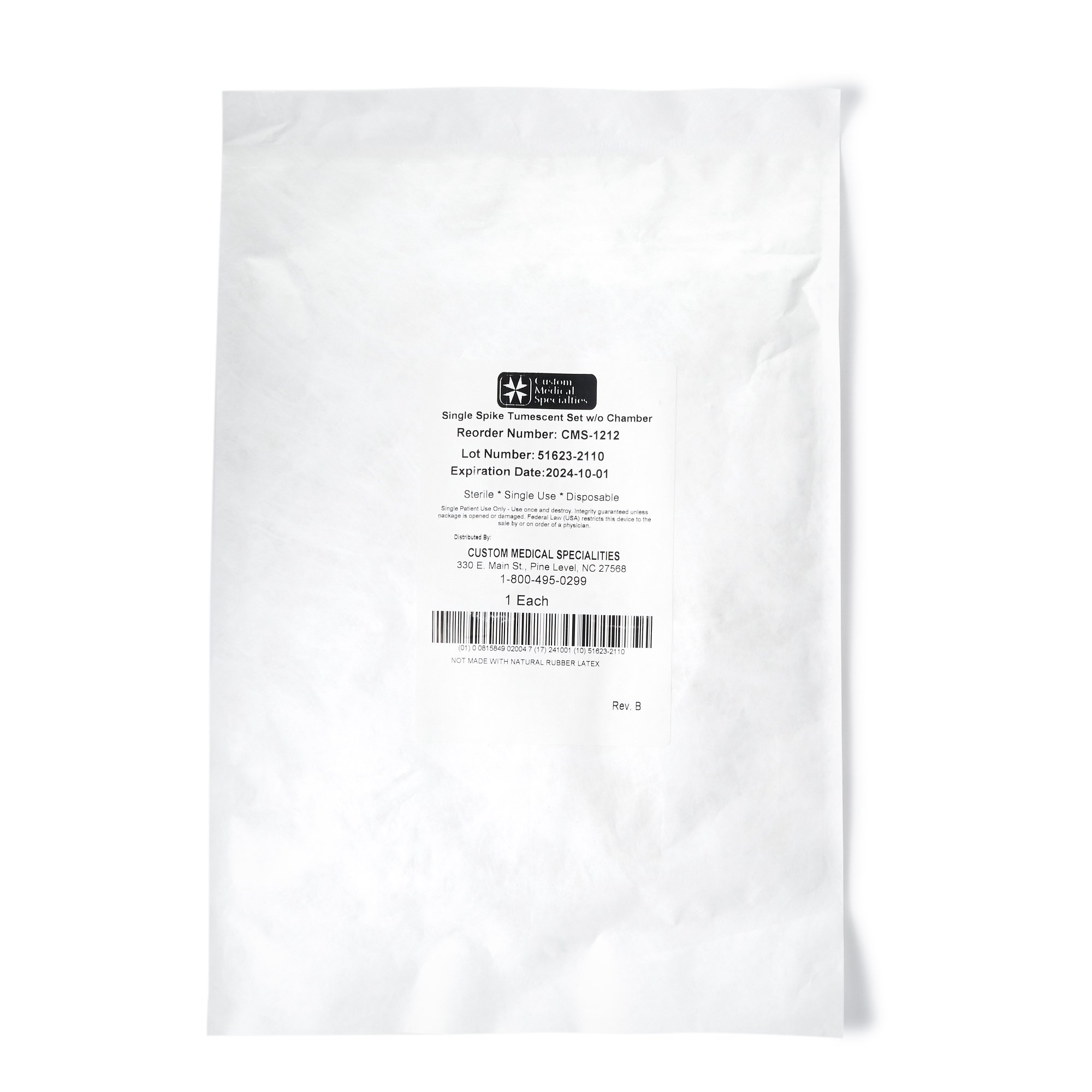 Custom Medical Specialties CMS-1212 - Custom Medical Specialties Infiltration Tubing Set, 15 Foot Length - 25/Case