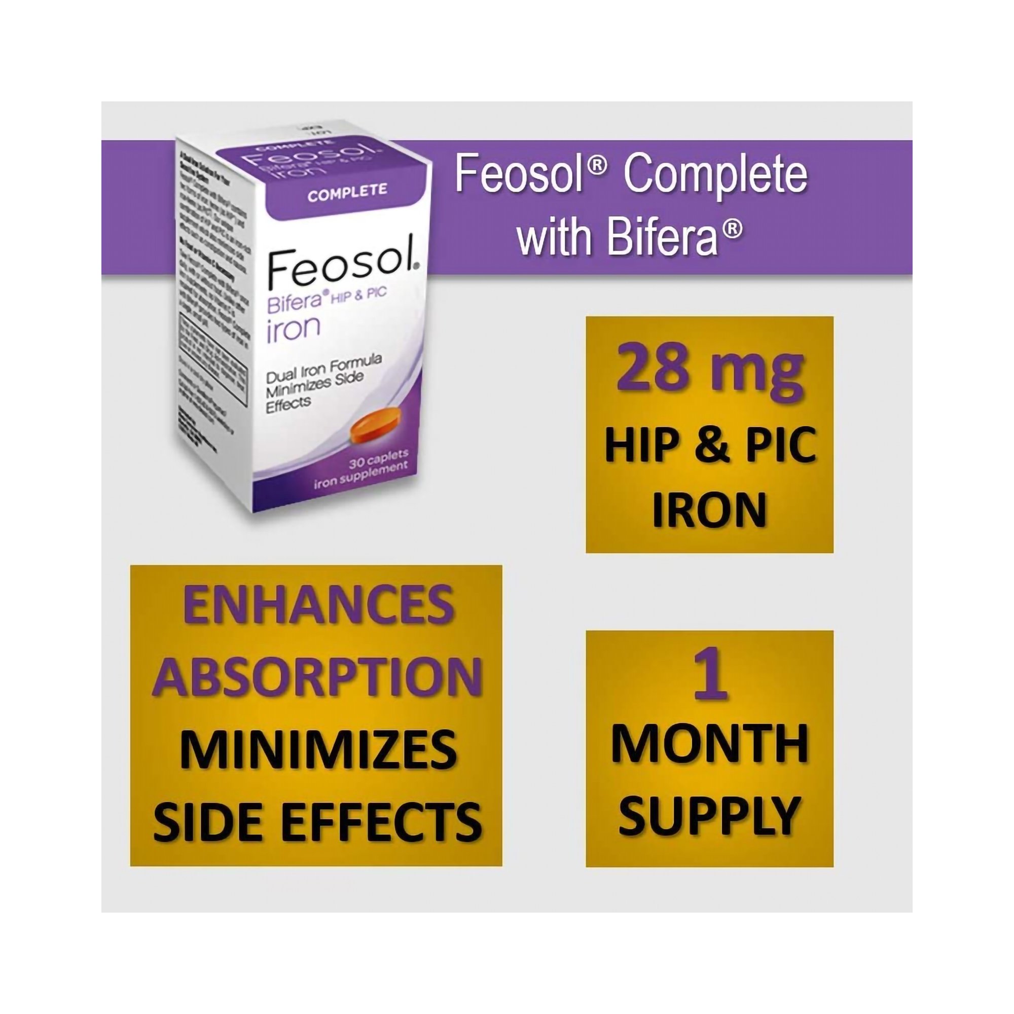 Meda Consumer Healthcare - 34601709530 Feosol® Bifera® HIP and PIC Iron / PIC / HIP Mineral Supplement
