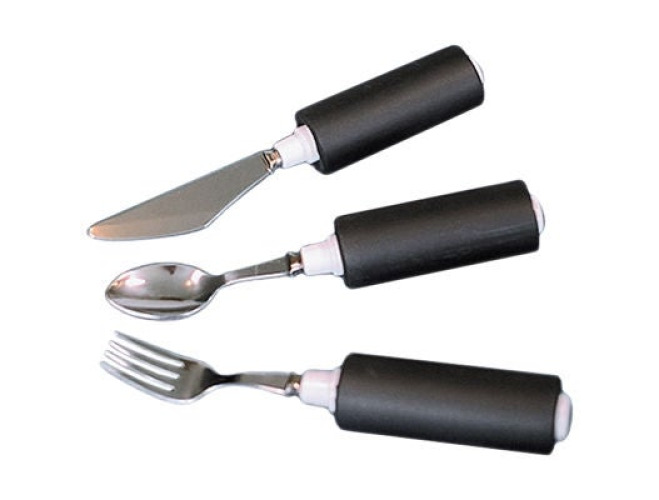 Fabrication Enterprises - 61-0062 Teaspoon Comfort Grip Built Up Handle Silver / Black Foam / Stainless Steel