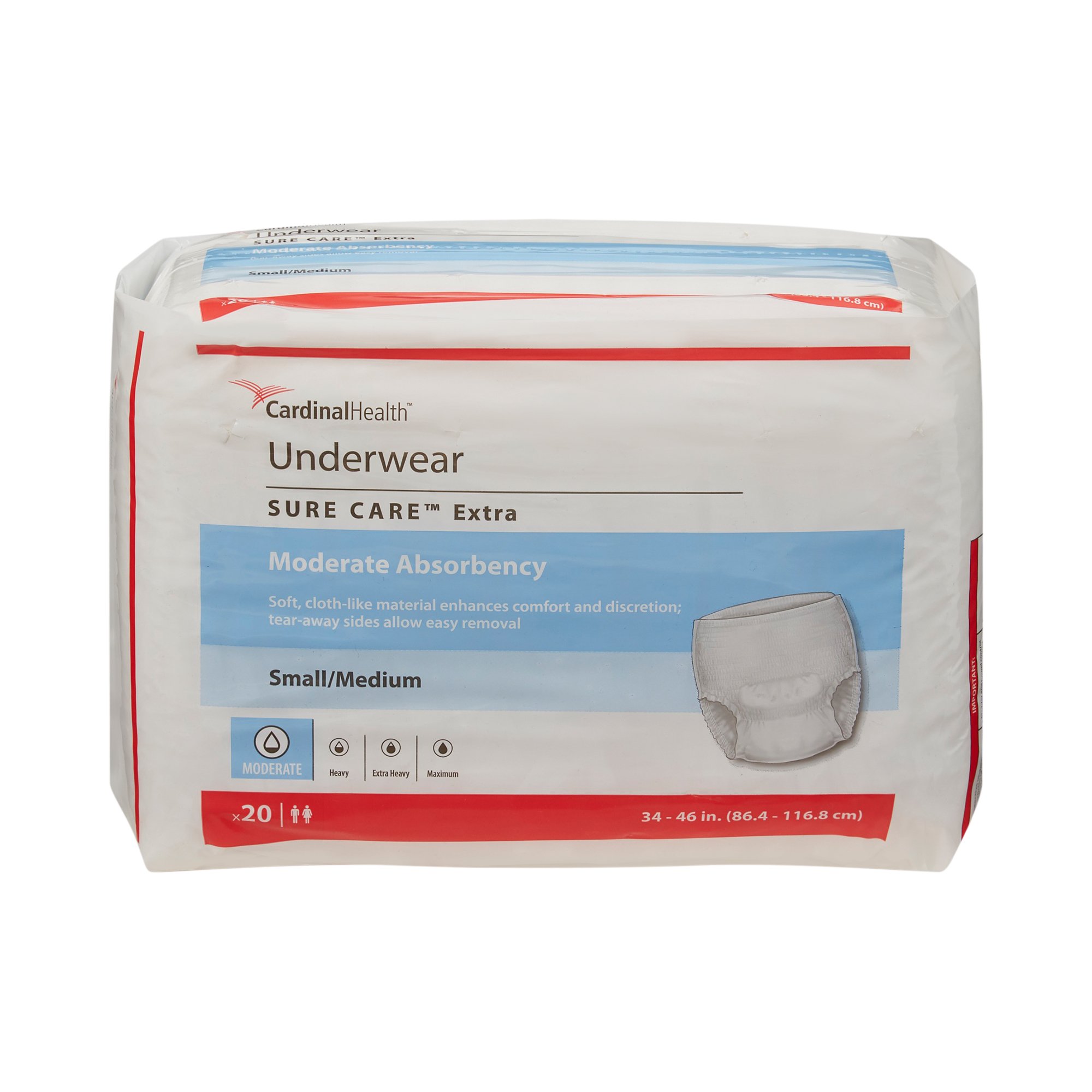 Cardinal - 1840A Sure Care™ Extra Moderate Absorbency Incontinence Underwear