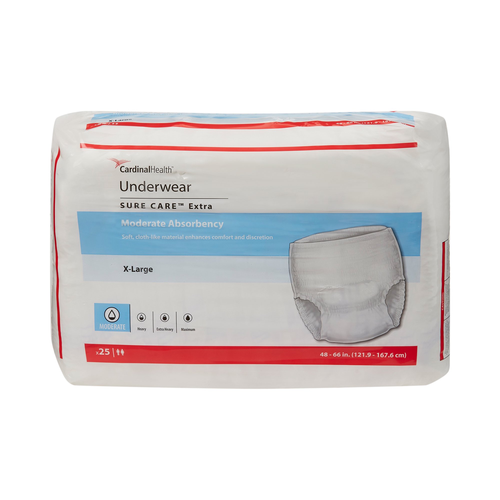 Cardinal 1850R - Sure Care™ Extra Moderate Absorbency Incontinence Underwear, X-Large - 25/Bag, 100/Case