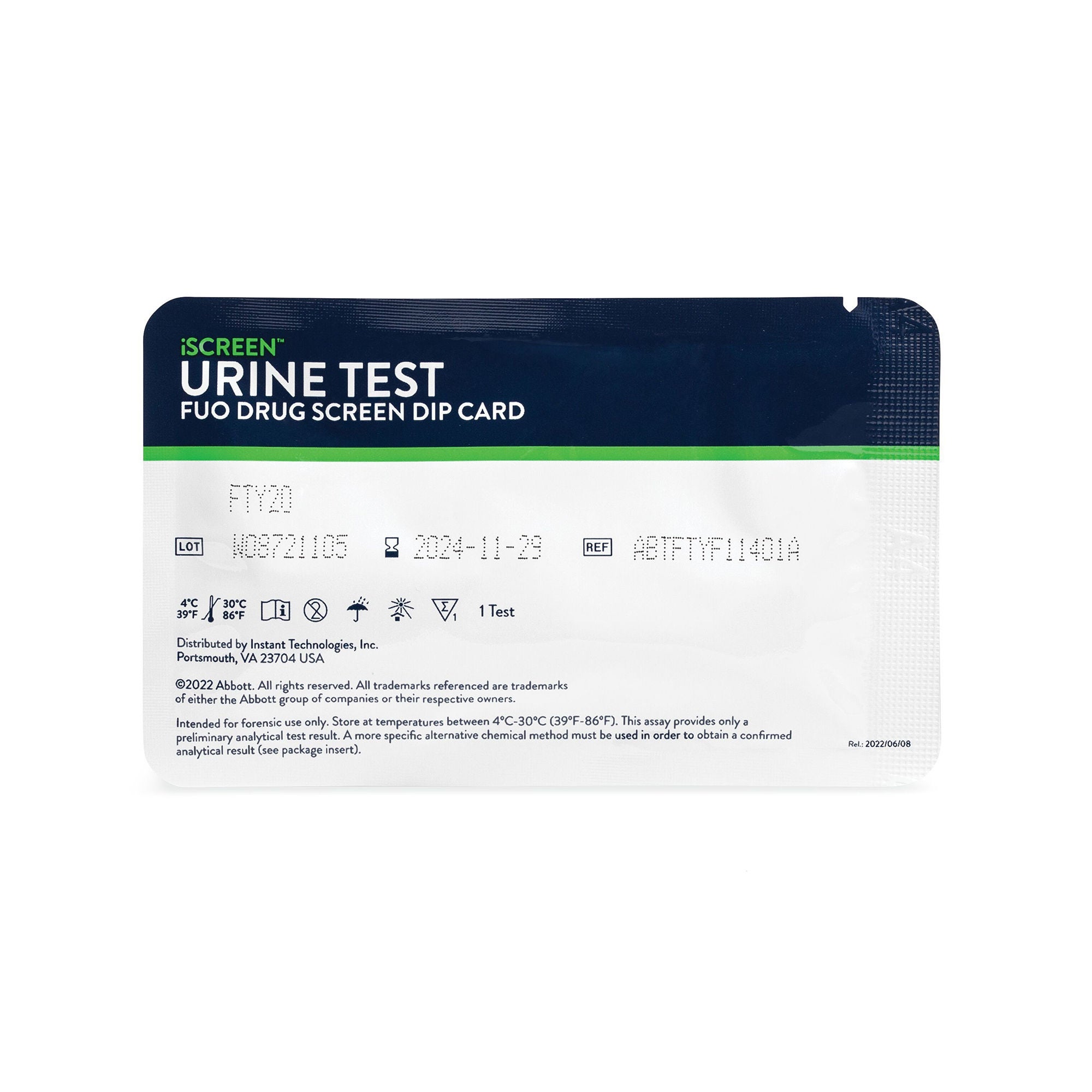 Abbott Rapid Dx North America LLC - DOA-194 Drugs of Abuse Test Kit iScreen® AMP, BAR, BZO, COC, mAMP/MET, MTD, OPI, PCP, THC 25 Tests CLIA Non-Waived