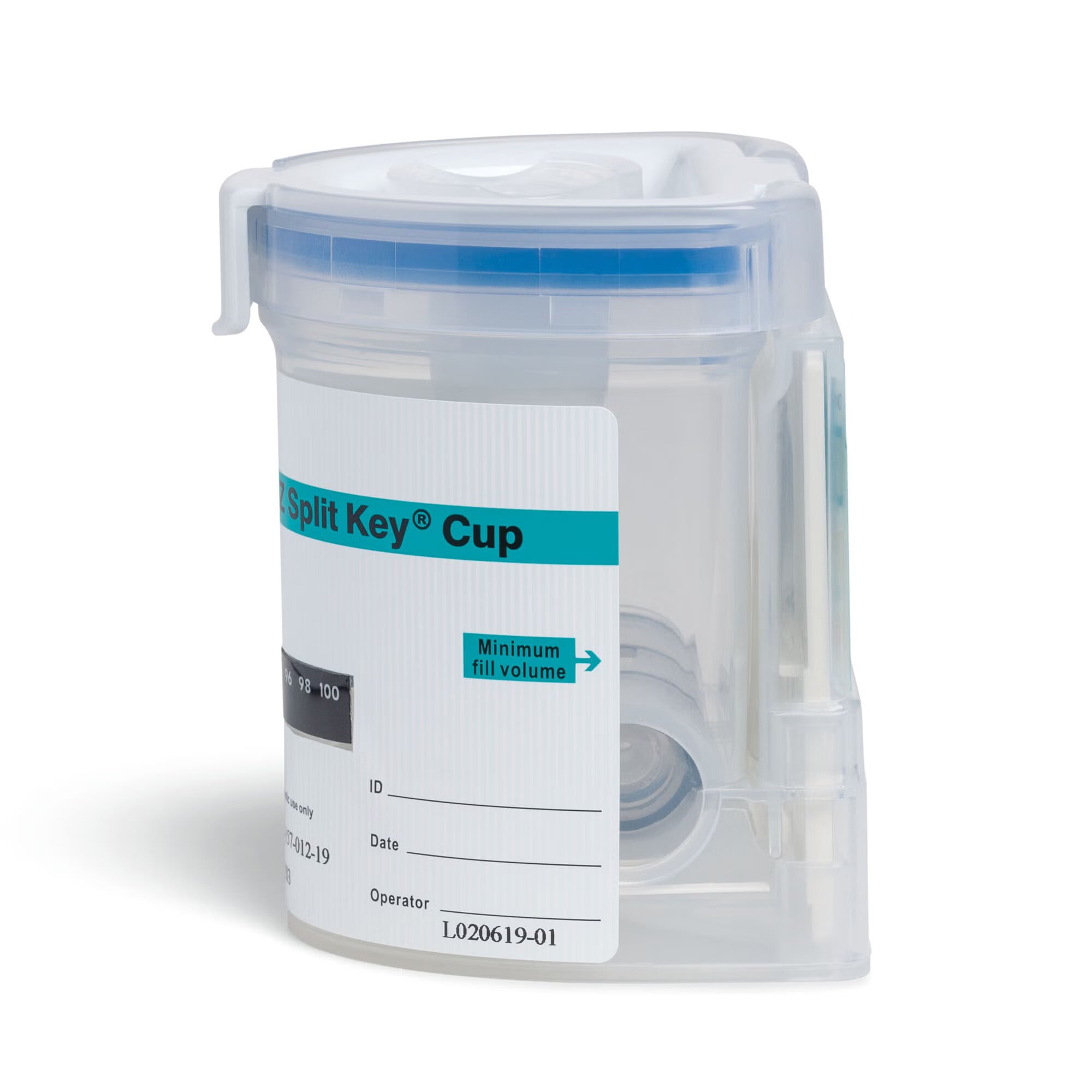 Abbott Rapid Dx North America LLC - DUD-157-012-019 Drugs of Abuse Test Kit E-Z Split Key® Cup A.D. AMP, COC, mAMP/MET, OPI, THC (CR, GL, NI, OX, pH, SG) 25 Tests CLIA Waived