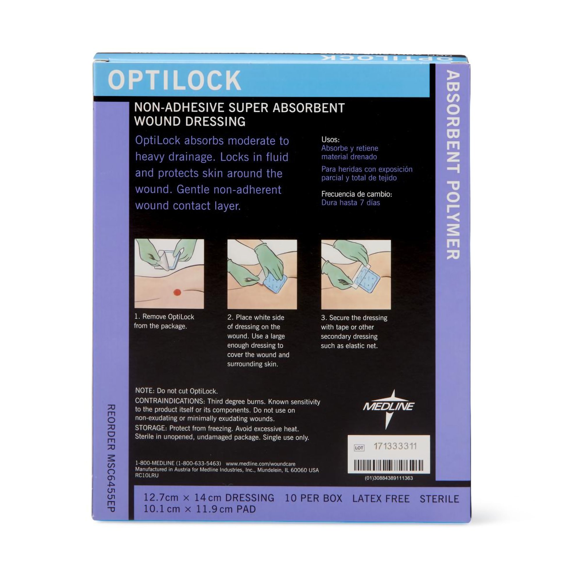 Medline MSC6455EP - Optilock Nonadhesive Dressing, 5 x 5½ Inch - 1/Each, 10/Box, 100/Case