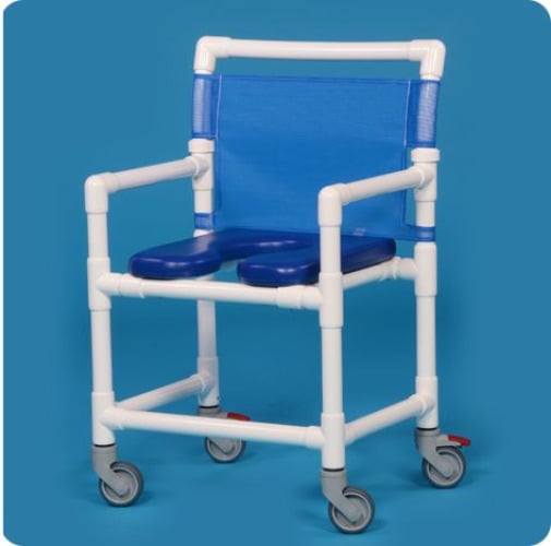 IPU - VL OF9200 MS Shower Chair ipu® Fixed Arms PVC Frame Mesh Backrest 25 Inch Seat Width 350 lbs. Weight Capacity