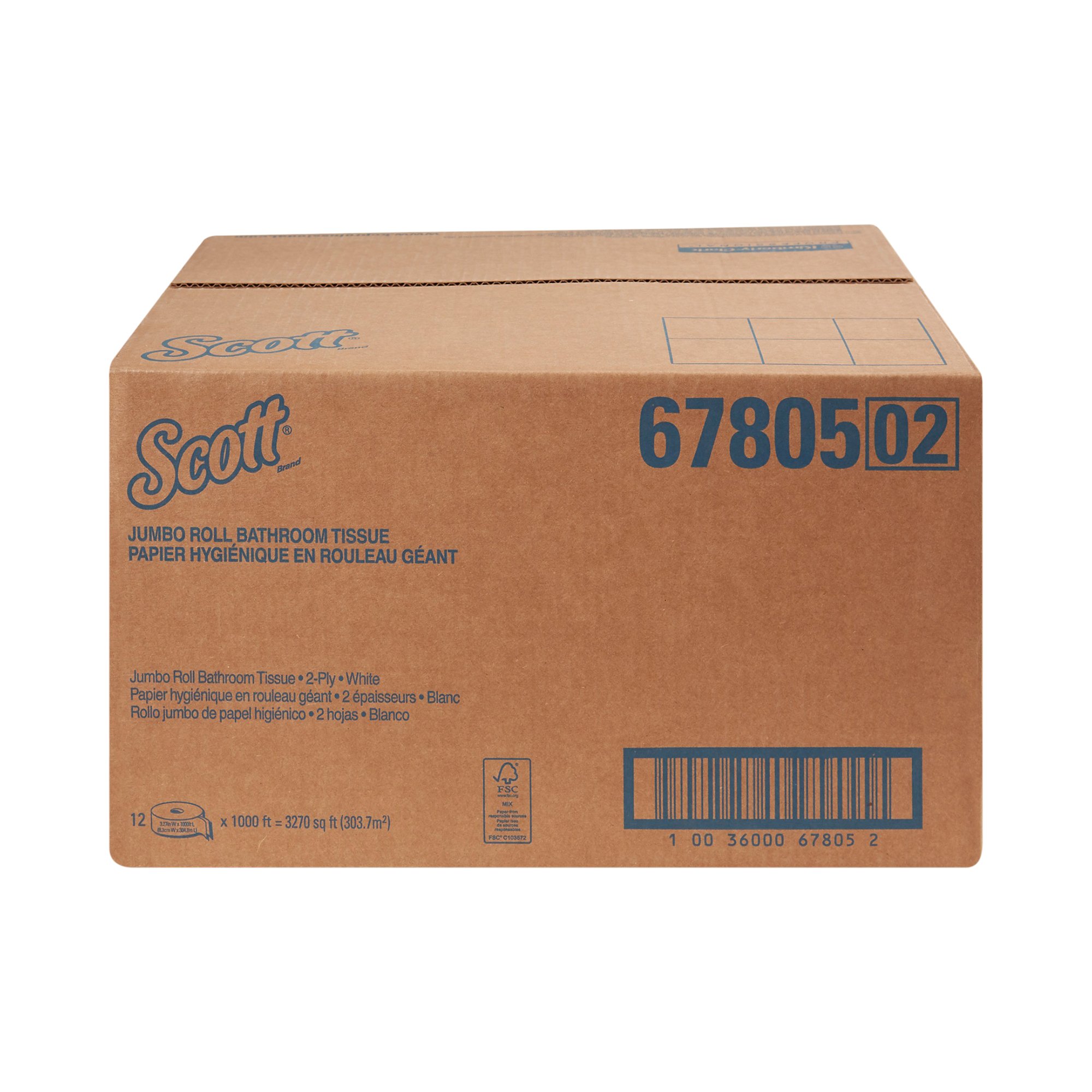 Kimberly Clark 67805 - Scott® Essential Jumbo Roll Toilet Paper, 3-11/20 Inch x 1000 Foot - 12/Case