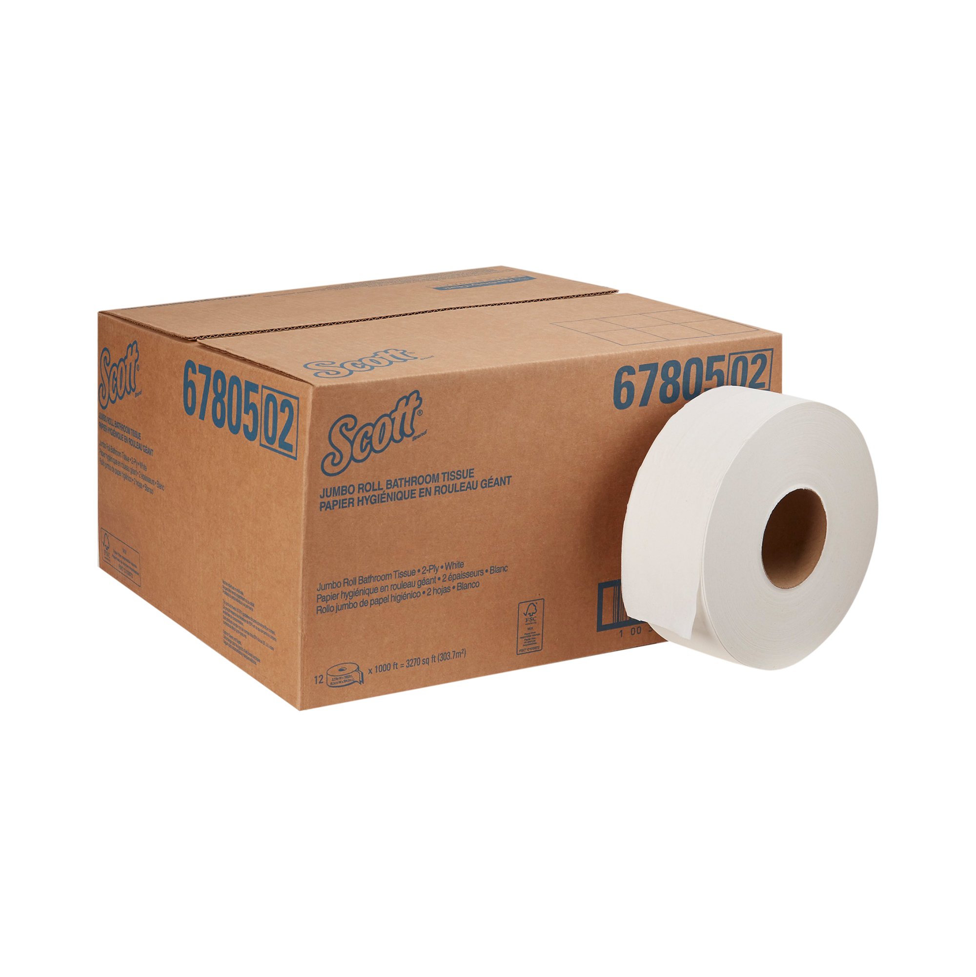 Kimberly Clark 67805 - Scott® Essential Jumbo Roll Toilet Paper, 3-11/20 Inch x 1000 Foot - 12/Case