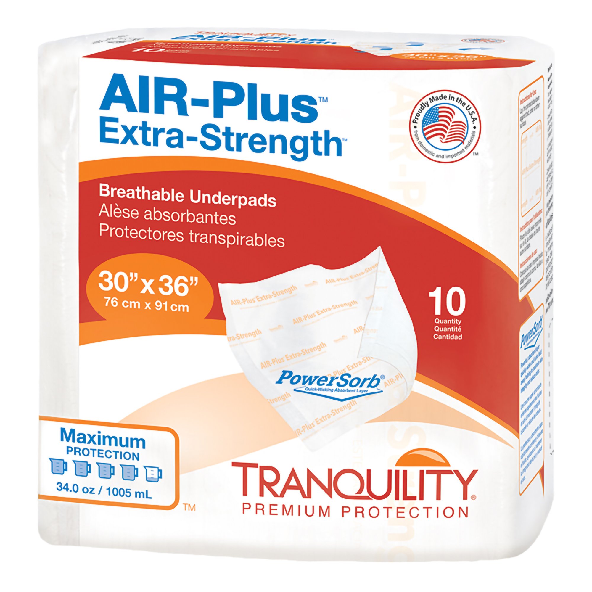 Principle Business Enterprises 2711 - Tranquility® AIR-Plus Extra-Strength Positioning Underpad, 30 x 36 Inch - 10/Bag, 40/Case